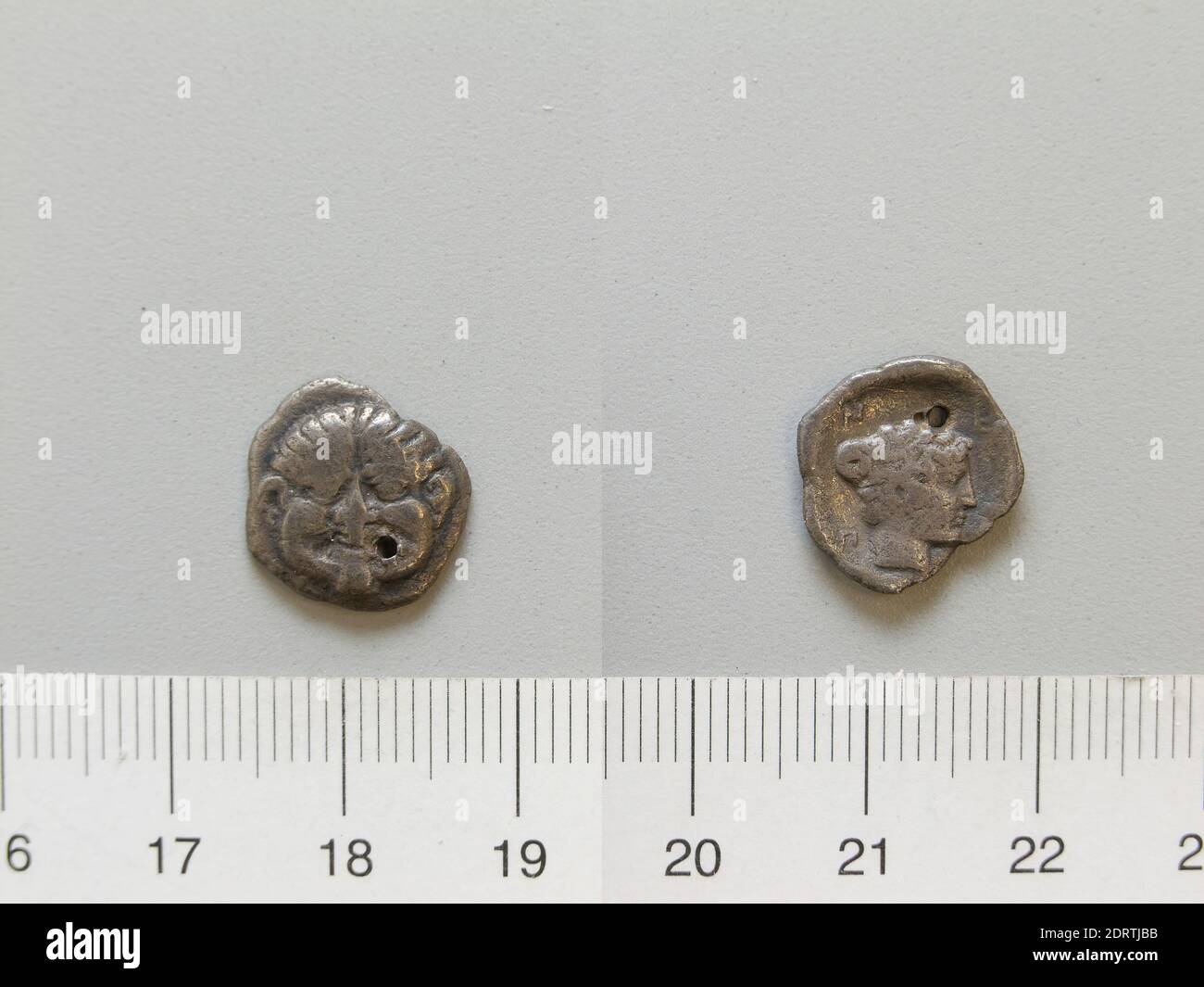 Mint: Neapolis, 1 Drachm from Neapolis, 411–350 B.C., Silver, 1.55 g, 6:00, 13.1 mm, Made in Neapolis, Macedonia, Greek, 5th century B.C., Numismatics Stock Photo