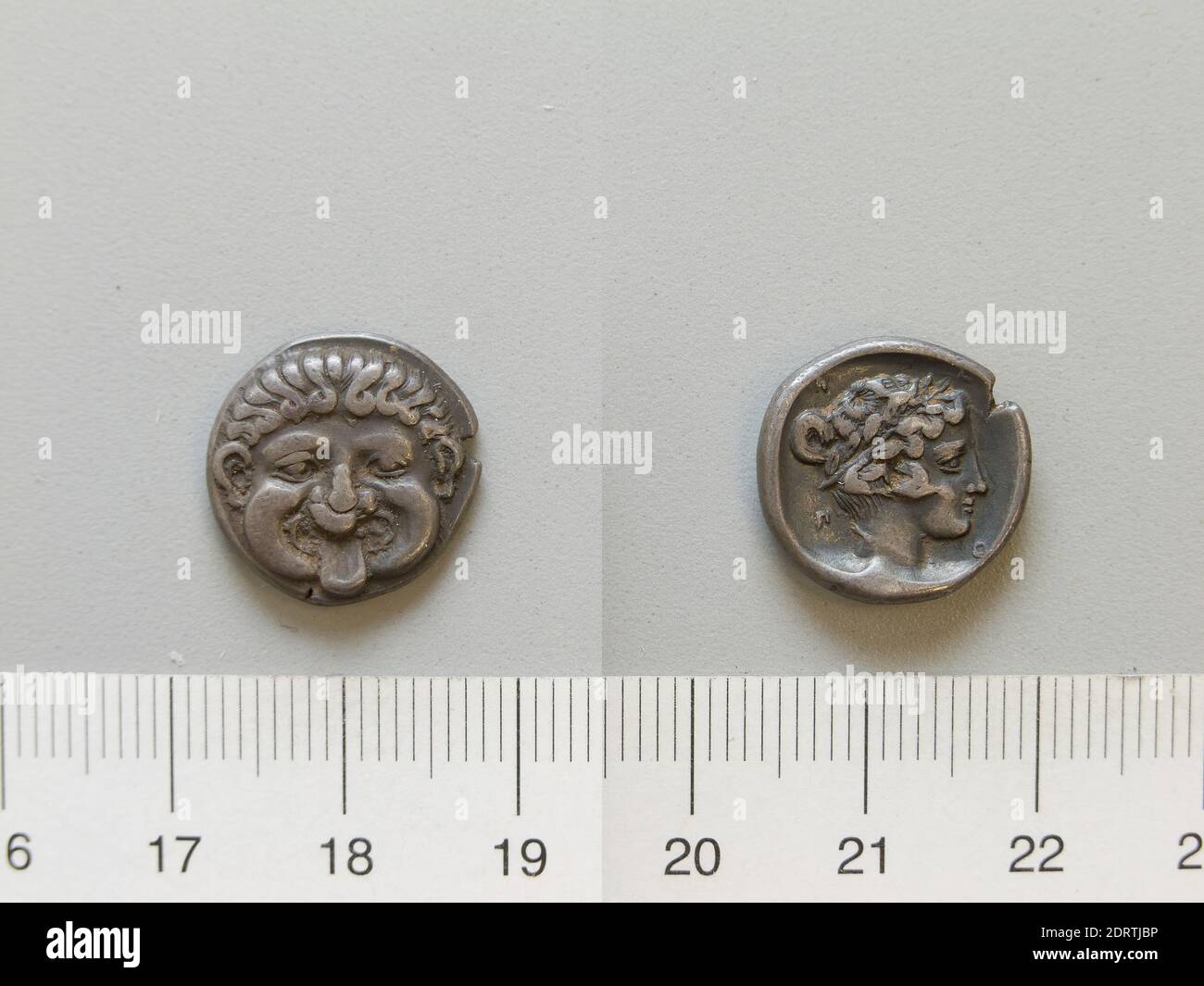 Mint: Neapolis, 1 Drachm from Neapolis, 411–350 B.C., Silver, 3.78 g, 7:00, 15.5 mm, Made in Neapolis, Macedonia, Greek, 5th–4th century B.C., Numismatics Stock Photo