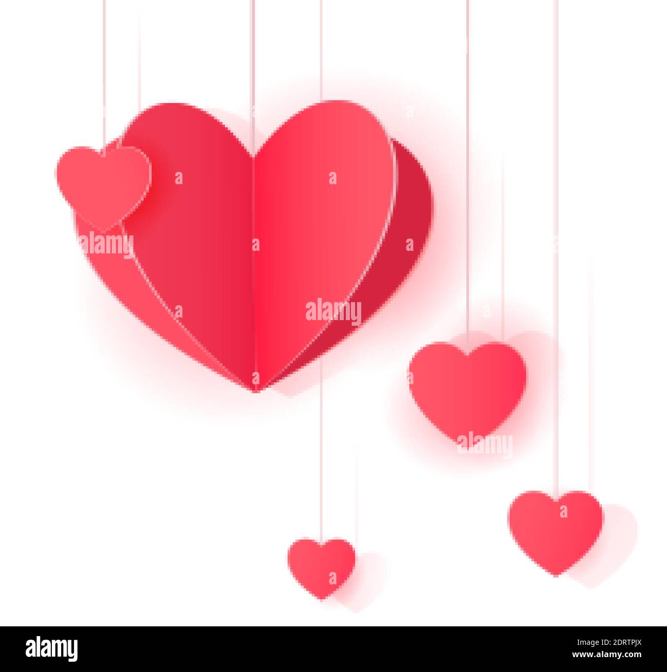 Hanging paper hearts clip art for design and decor Stock Vector Image