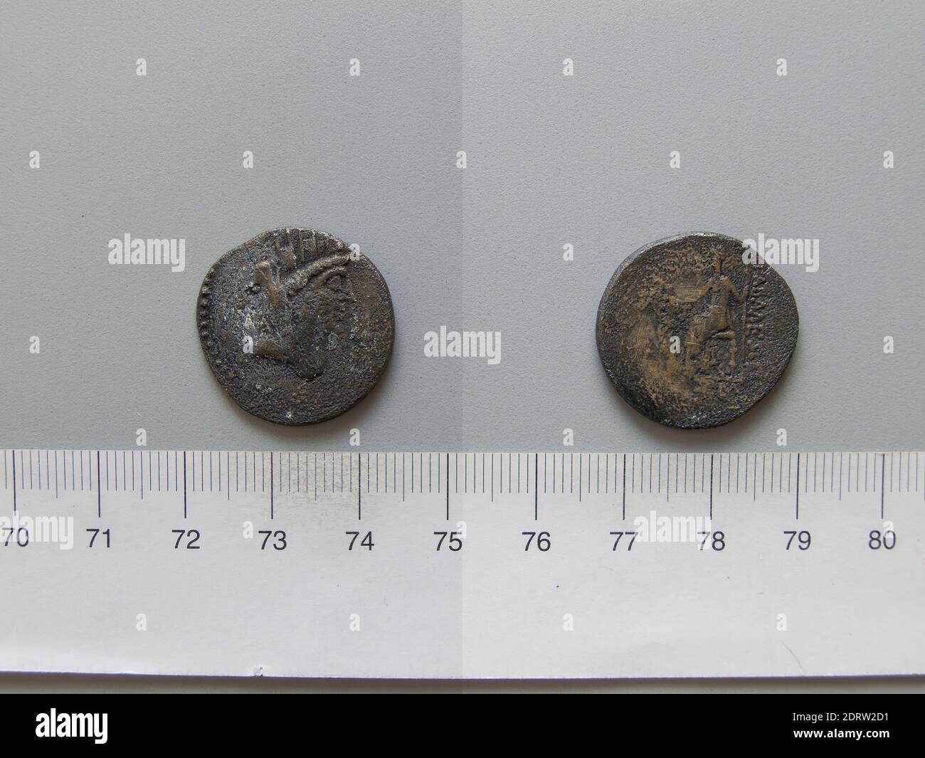 Mint: Gabala, Coin from Gabala, 1 B.C., Copper, 5.98 g, 12:00, 22.60 mm, Made in Gabala, Roman, 1st century B.C., Numismatics Stock Photo