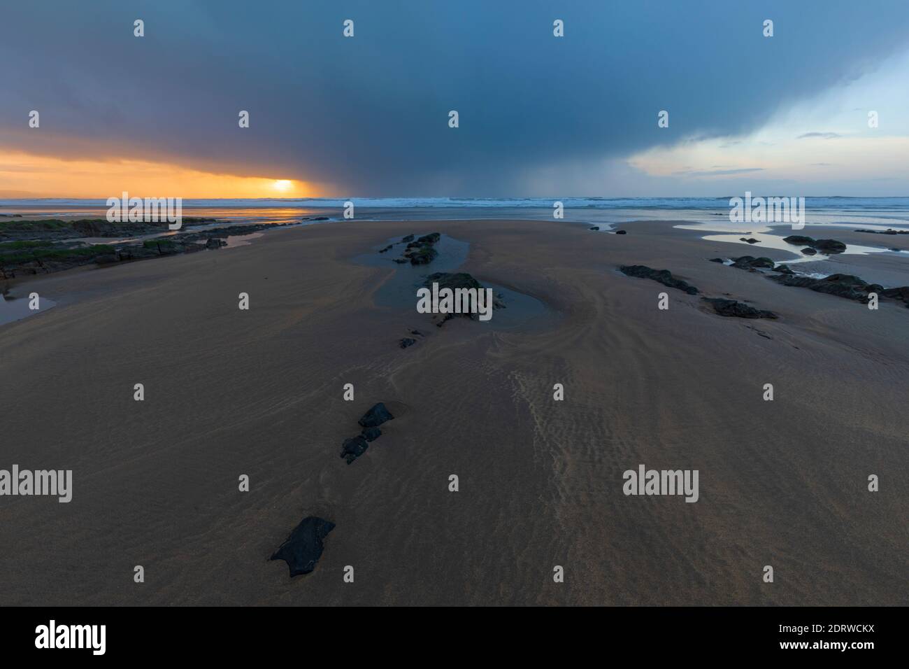 Rain Clouds Over Sandymouth Bay Stock Photo