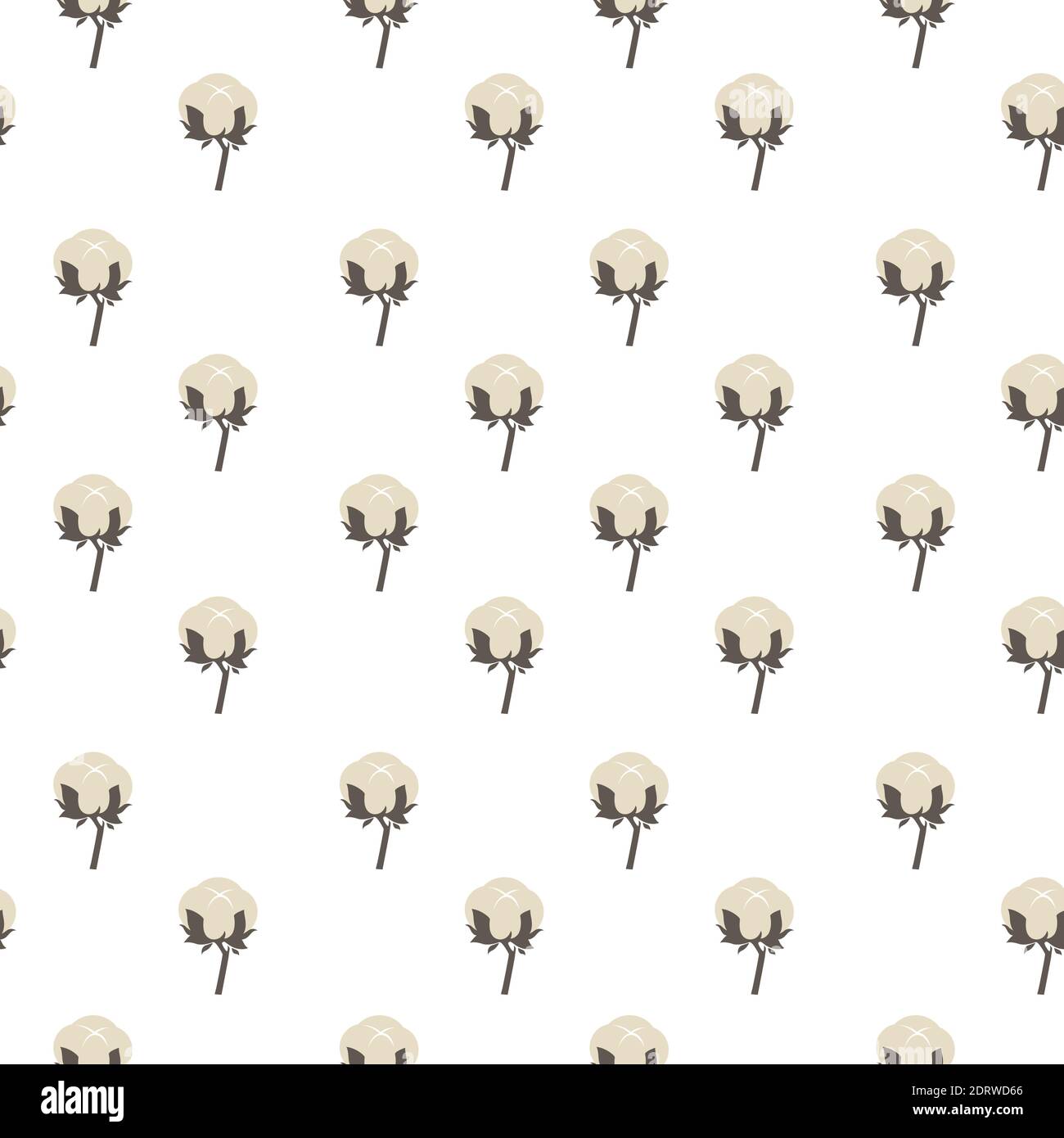 Cotton flowers in bloom, botany seamless pattern Stock Vector