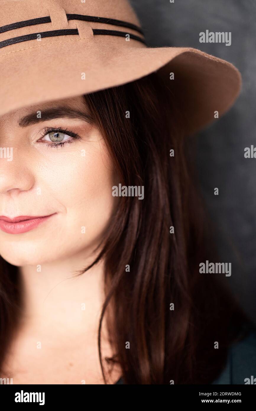Beautiful woman wearing a hat Stock Photo