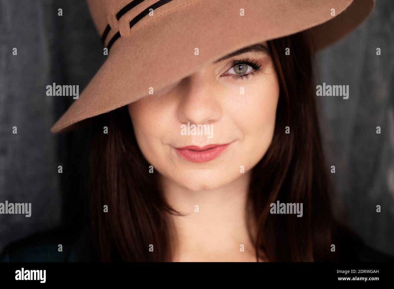 Beautiful woman wearing a hat Stock Photo