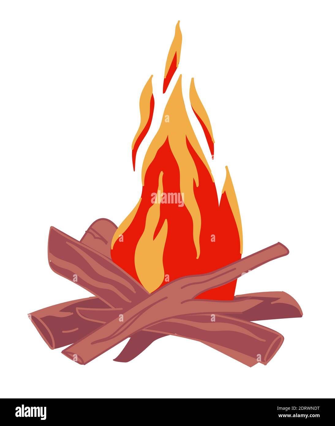 Bonfire with logs, warming up place fireplace Stock Vector
