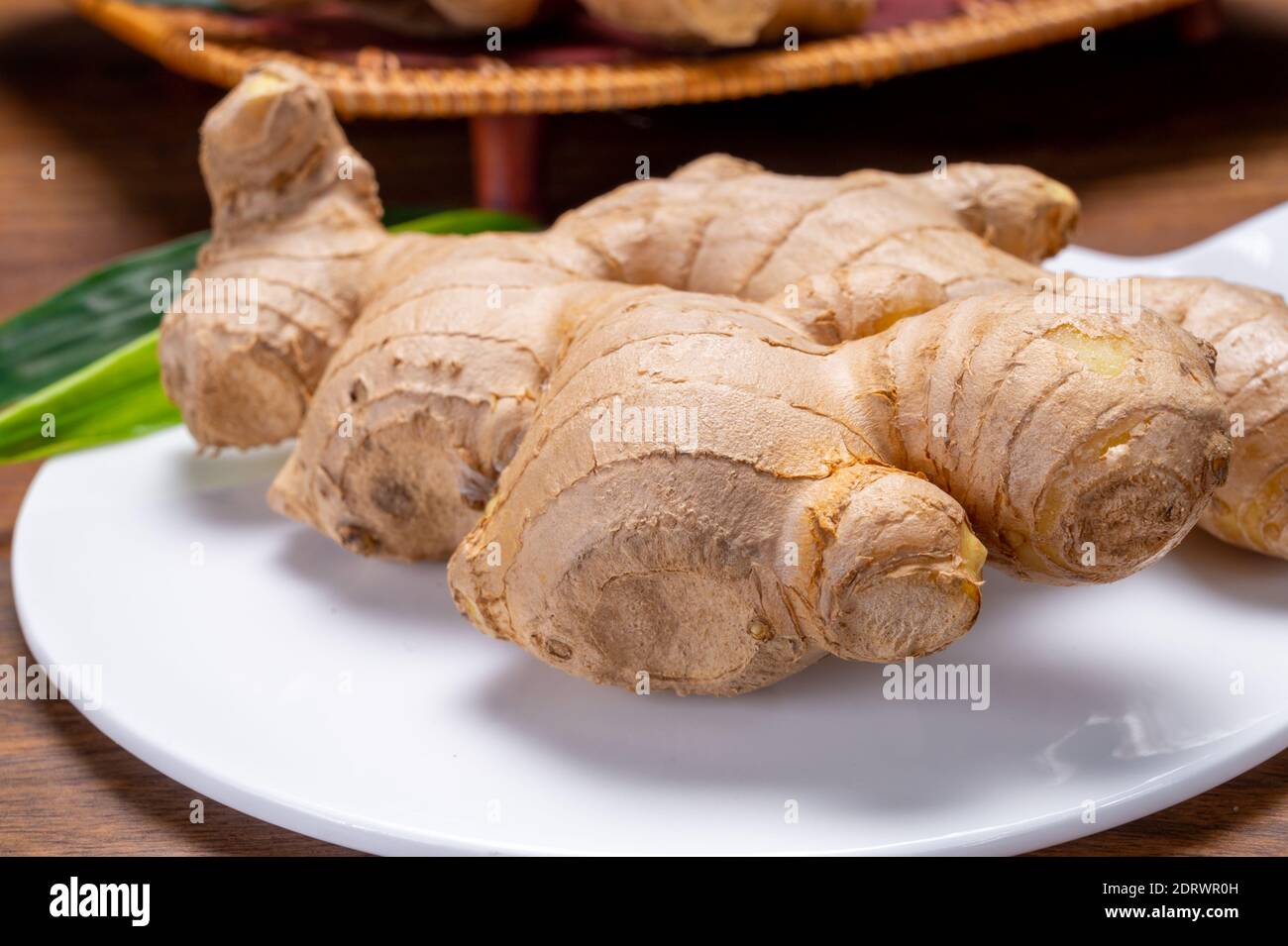Fresh organic ginger rhizome root used in traditional medicines and for