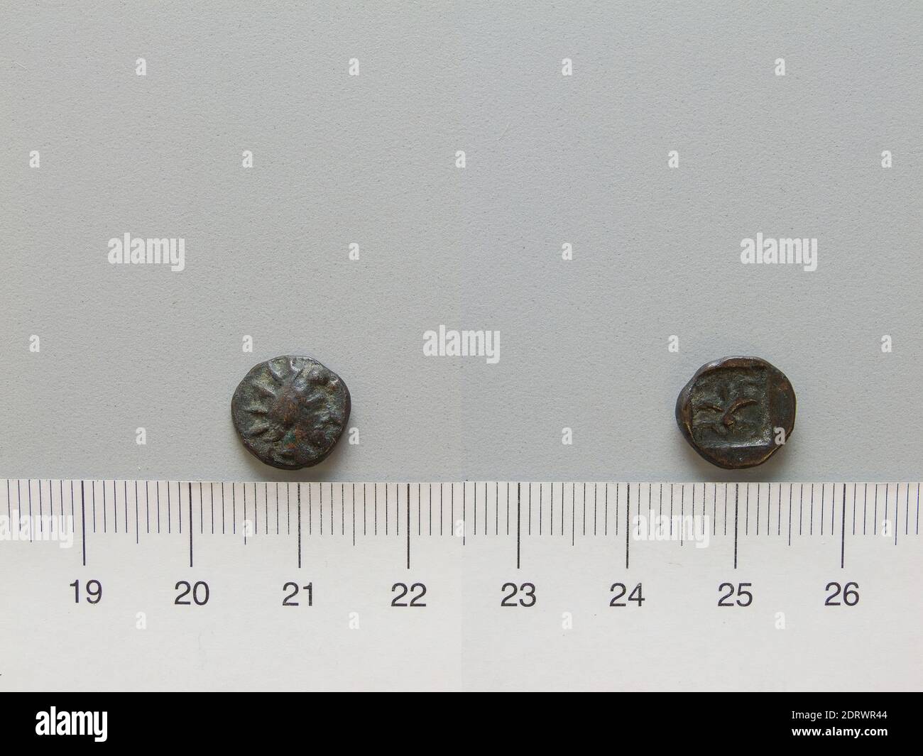 Mint: Rhodes, Coin from Rhodes, 166–88 B.C., Copper, 1.32 g, 12:00, 11.0 mm, Made in Rhodes, Greek, 2nd–1st century B.C., Numismatics Stock Photo