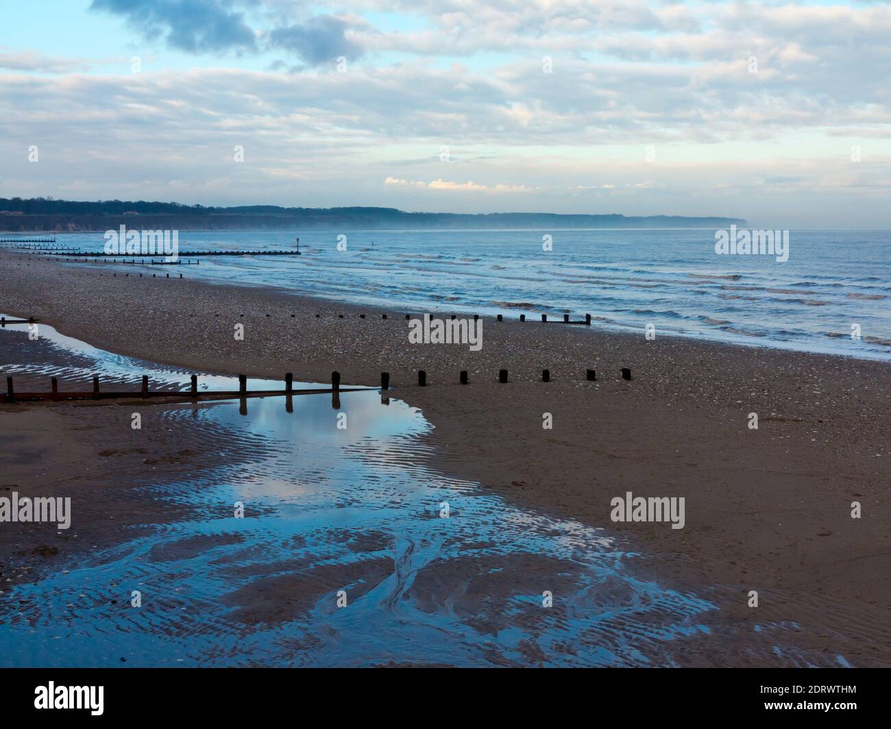 Winter view of the beach at Bridlington a popular seaside resort in the East Riding of Yorkshire England UK/ Stock Photo