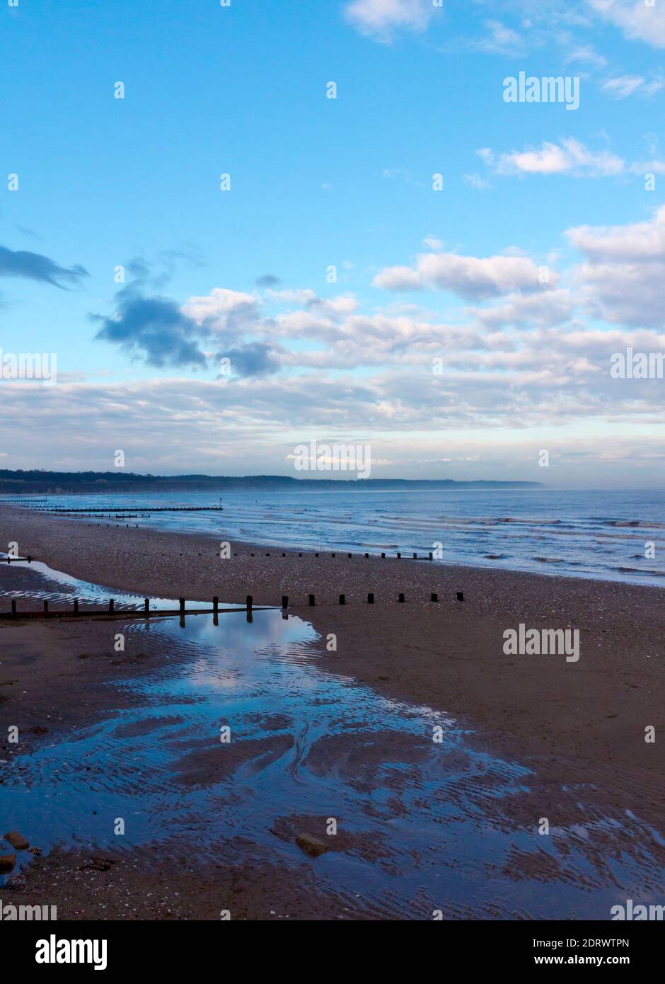 Winter view of the beach at Bridlington a popular seaside resort in the East Riding of Yorkshire England UK/ Stock Photo