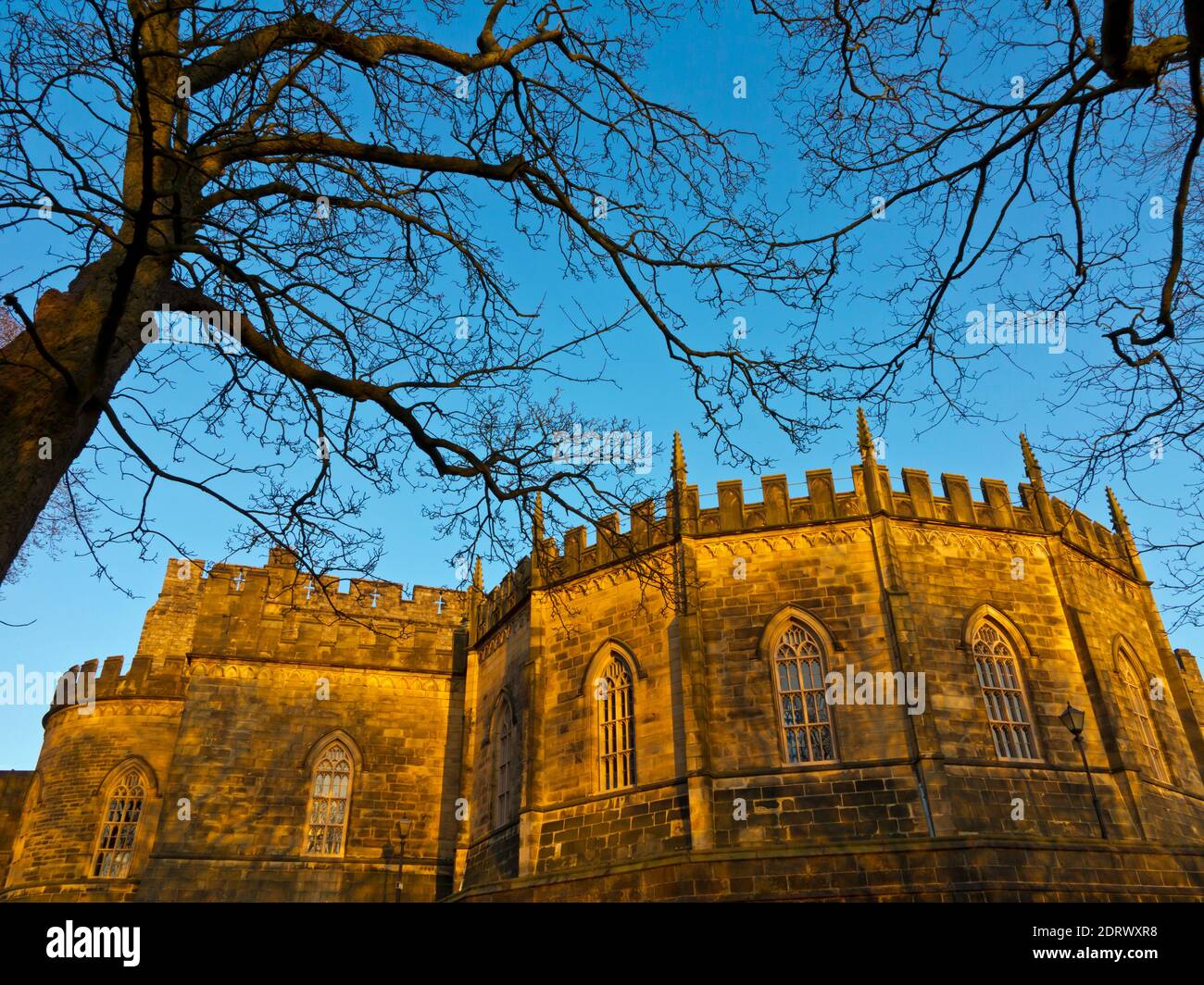 The Gothic style Shire Hall building at Lancaster Castle in the City of Lancaster Lancashire England UK Stock Photo