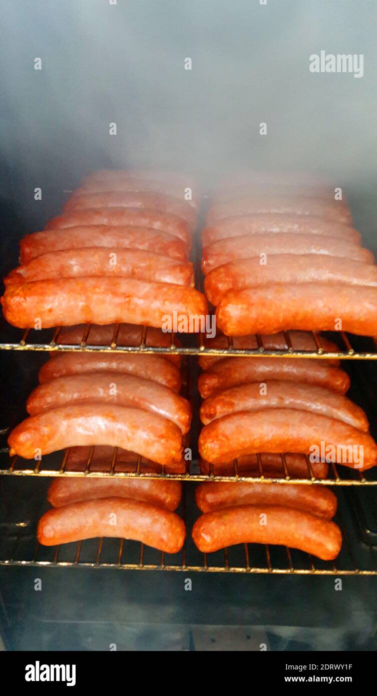 Brats In The Smoker Stock Photo