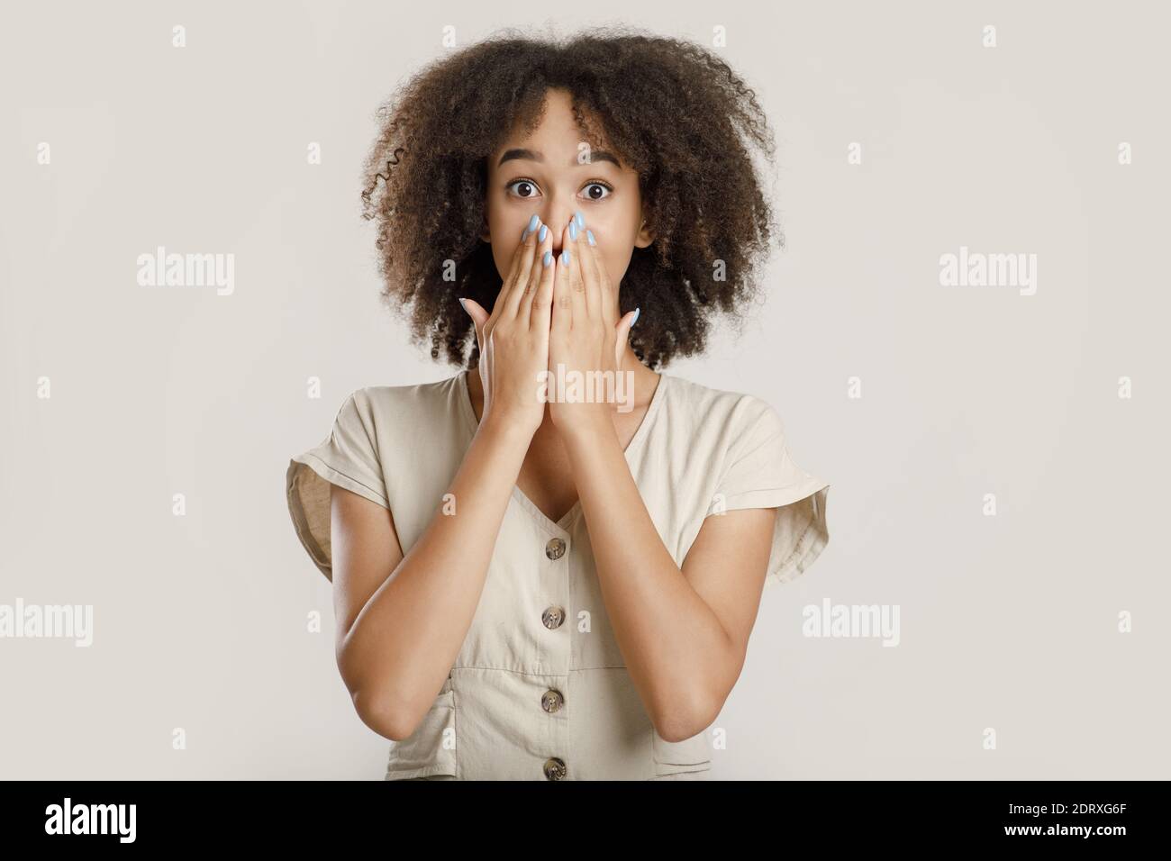 Expressing excitement, shocking news, fright and unusual proposal Stock Photo