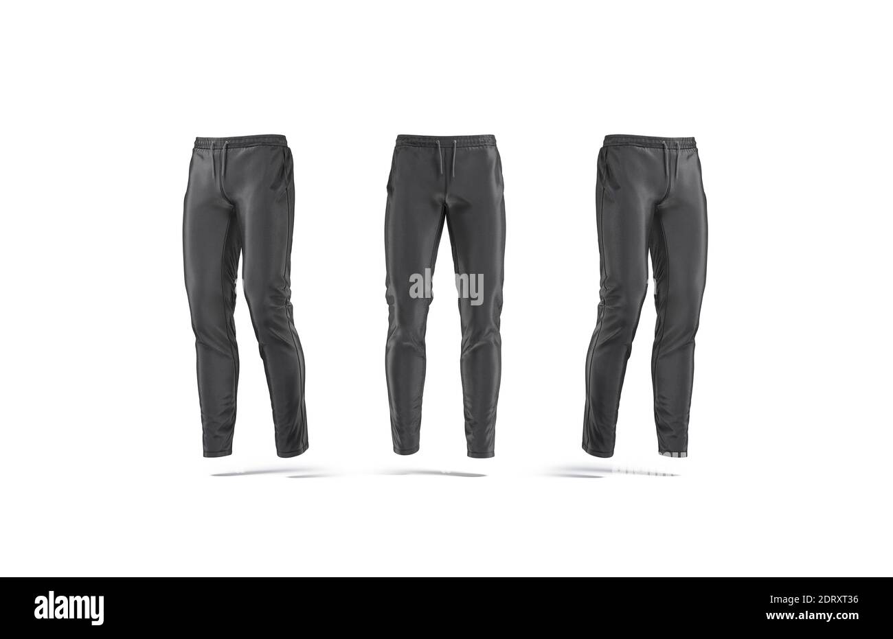 Blank black sport pants mock up, front and side view, 3d rendering. Empty  sporty training sweatpants mockup, isolated. Clear cloth joggers or tracky  d Stock Photo - Alamy