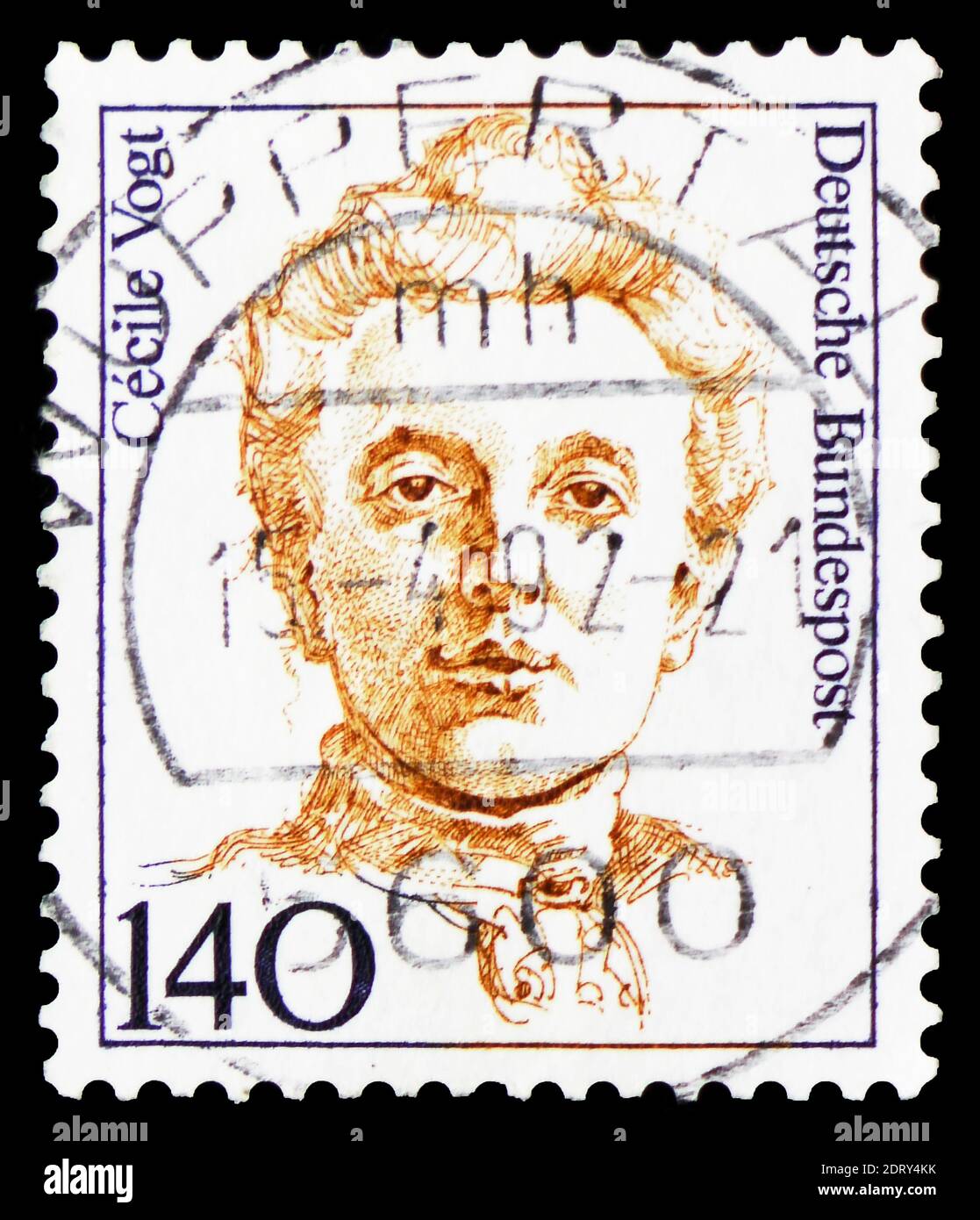 MOSCOW, RUSSIA - FEBRUARY 20, 2019: A stamp printed in Germany, Federal Republic, shows Cécile Vogt (1875-1962), neuroscientist, Women in German Histo Stock Photo