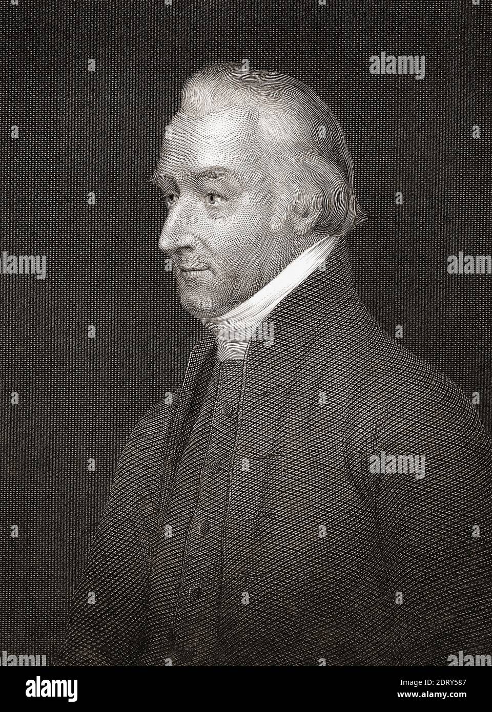 Lindley Murray, 1745 – 1826.  American Quaker lawyer, author and grammarian.  His books on English grammar were extensively used in both English and American schools.  After an engraving by Asher Brown Durand from a work by E. Westoby. Stock Photo