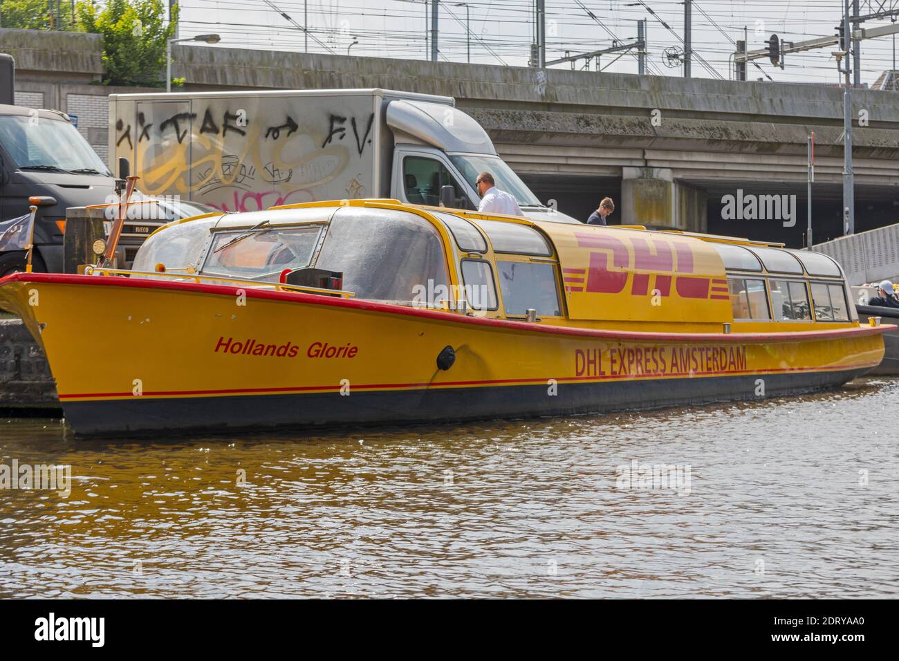 Amsterdam, Netherlands - May 17, 2018: Dhl Express Delivery Boat at Canal  in Amsterdam, Holland Stock Photo - Alamy