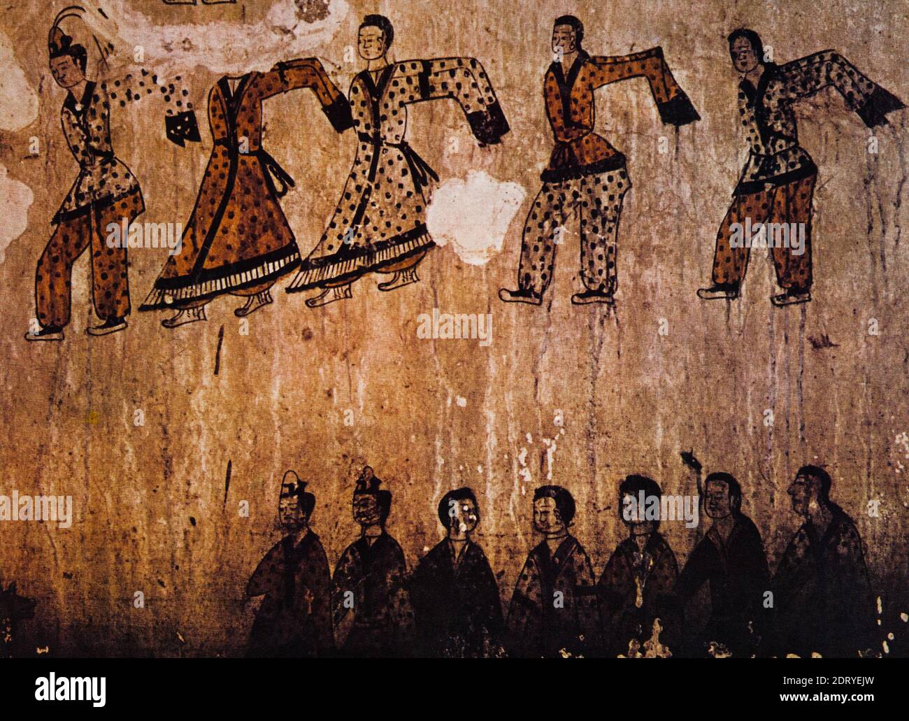 Korean Painting, Goguryeo Mural Painting, Dance Gun, Dancer, Dancer, Singer, Youngmu, Retail, Horseman Figures Stock Photo