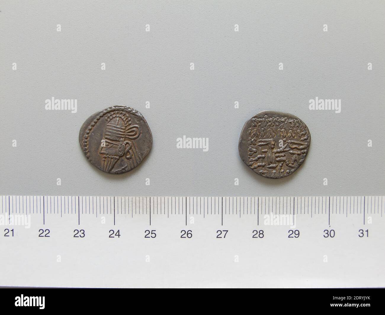Ruler: Artabanus  IV of Parthia, ruled 213–224, Mint: Parthia, 1 Drachm of Artabanus V from Parthia, A.D. 213–27, Silver, 3.22 g, 1:00, 20.3 mm, Made in Parthia, Parthian, 3rd century A.D., Numismatics Stock Photo