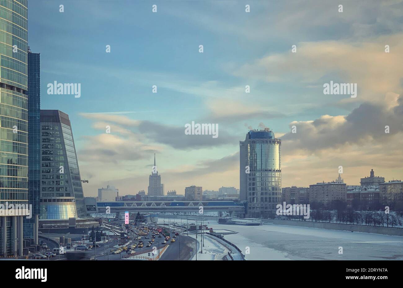 Buildings In City Against Sky During Winter Stock Photo