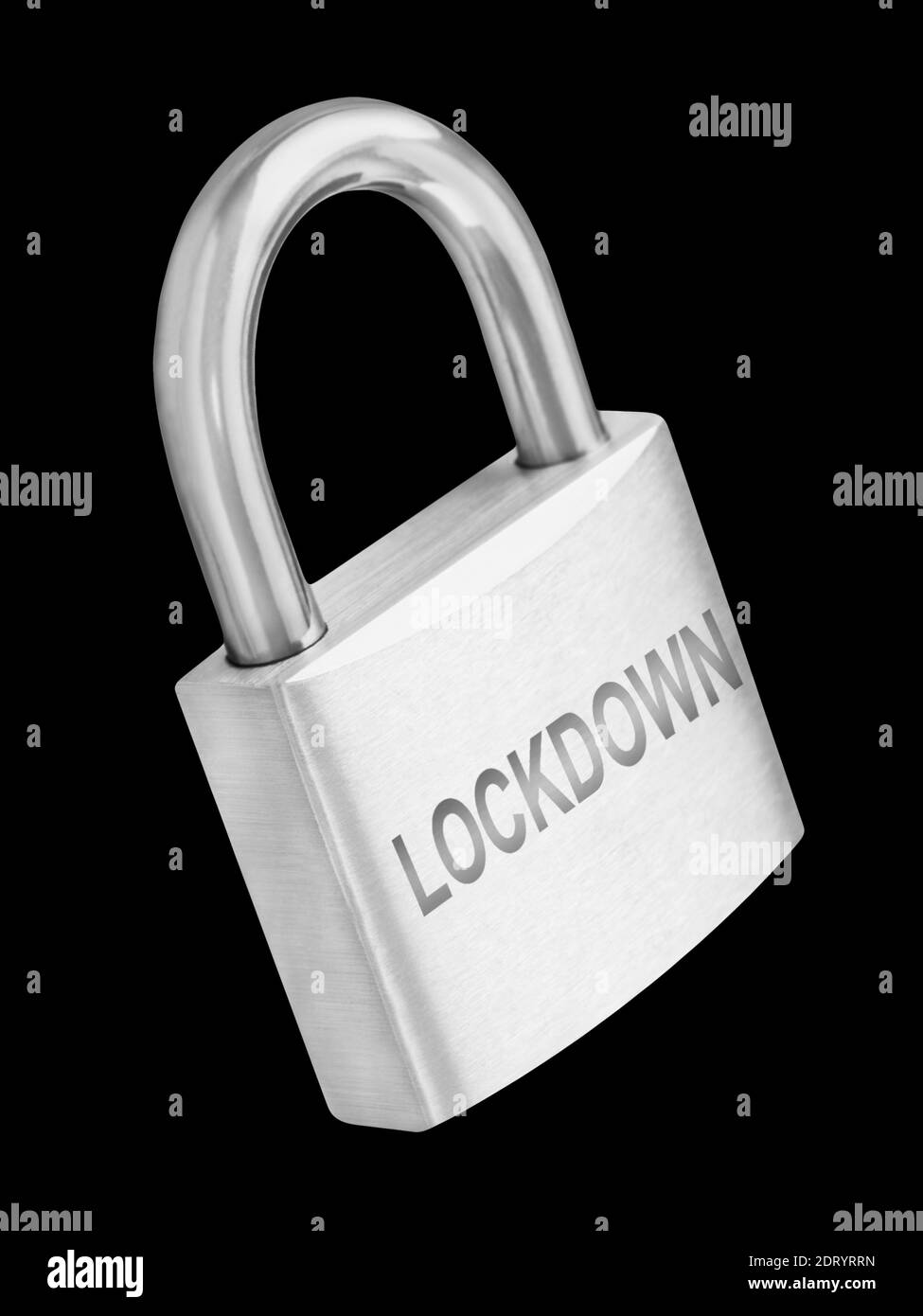 Lockdown Padlock against black background Stock Photo
