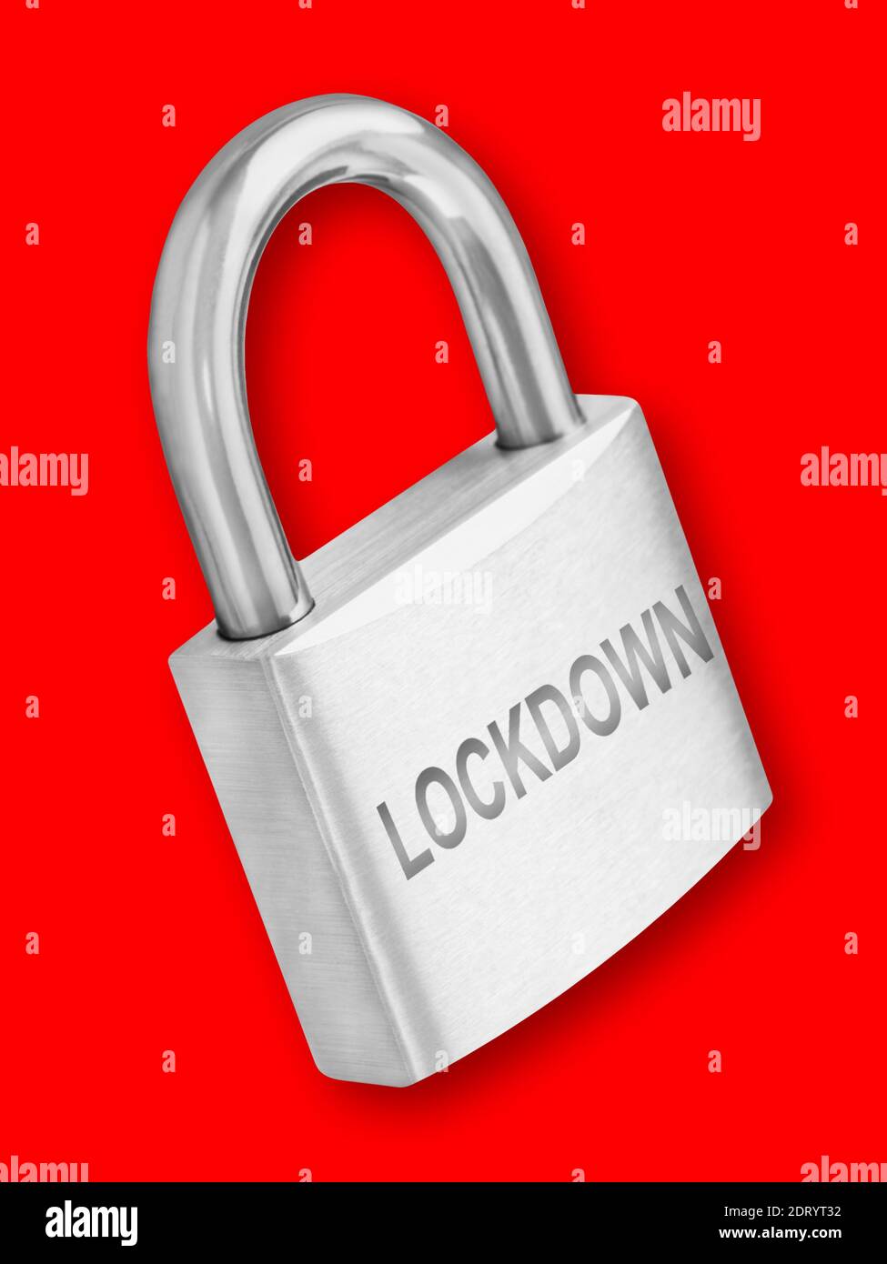 Lockdown Padlock against red background Stock Photo