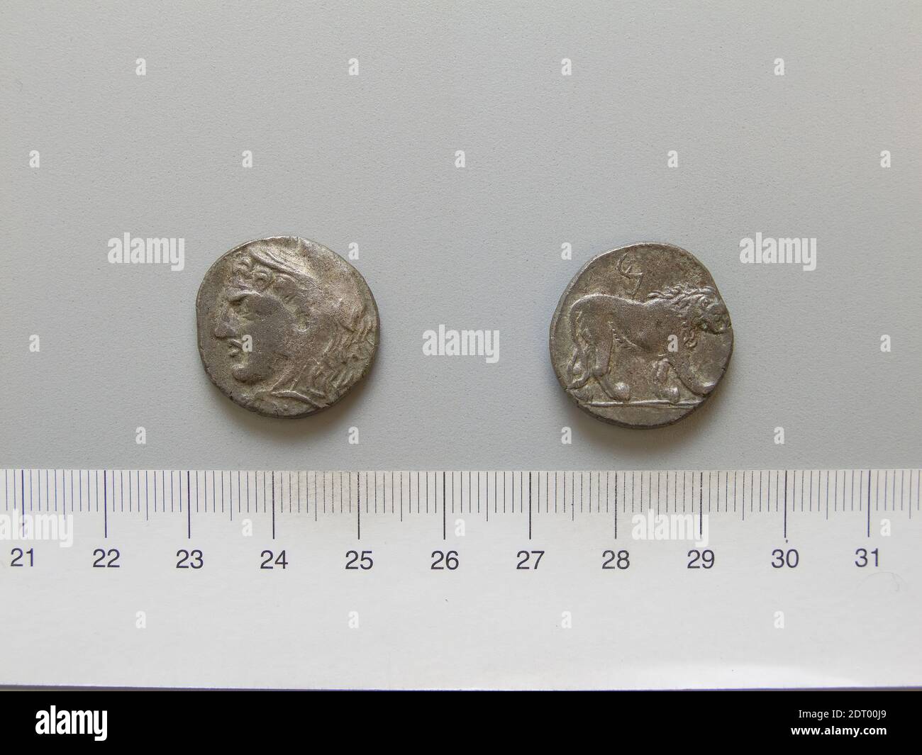 Mint: Libya, Didrachm from Libya, after c. 200 B.C., Silver, 7.19 g, 12:00, 21.5 mm, Made in Libya, Greek, after 3rd century B.C., Numismatics Stock Photo