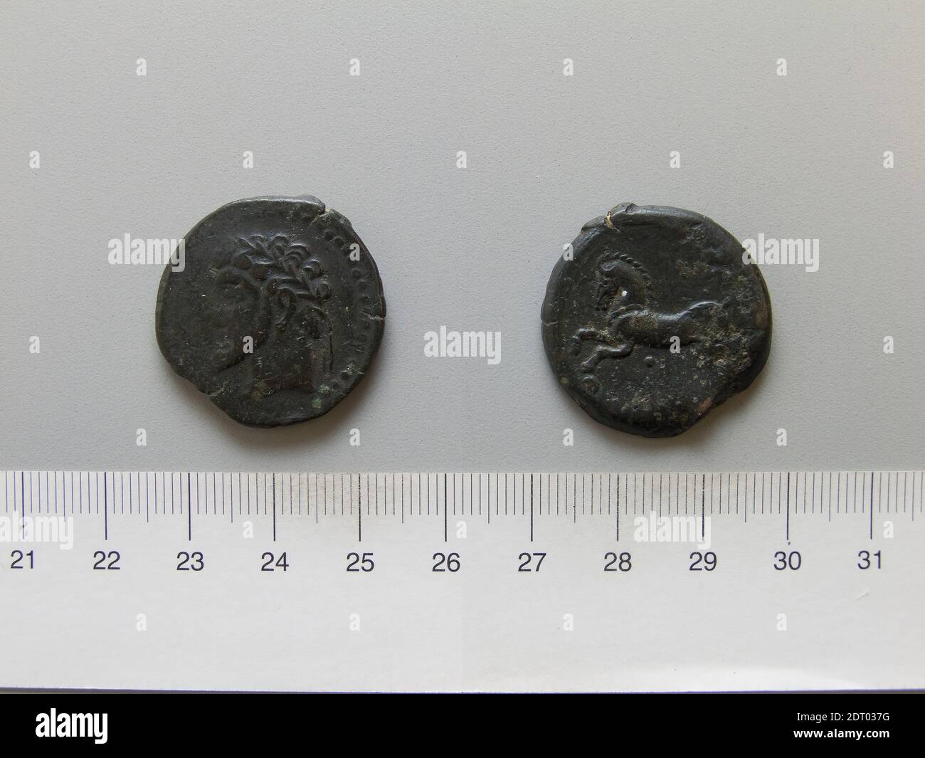 Ruler: Micipsa, King of Numidia, ruled 148–118 B.C.Mint: Numidia, Coin of Micipsa from Numidia, 148–118 B.C., Bronze, 13.64 g, 12:00, 27.5 mm, Made in Numidia, Numidian, 2nd century B.C., Numismatics Stock Photo