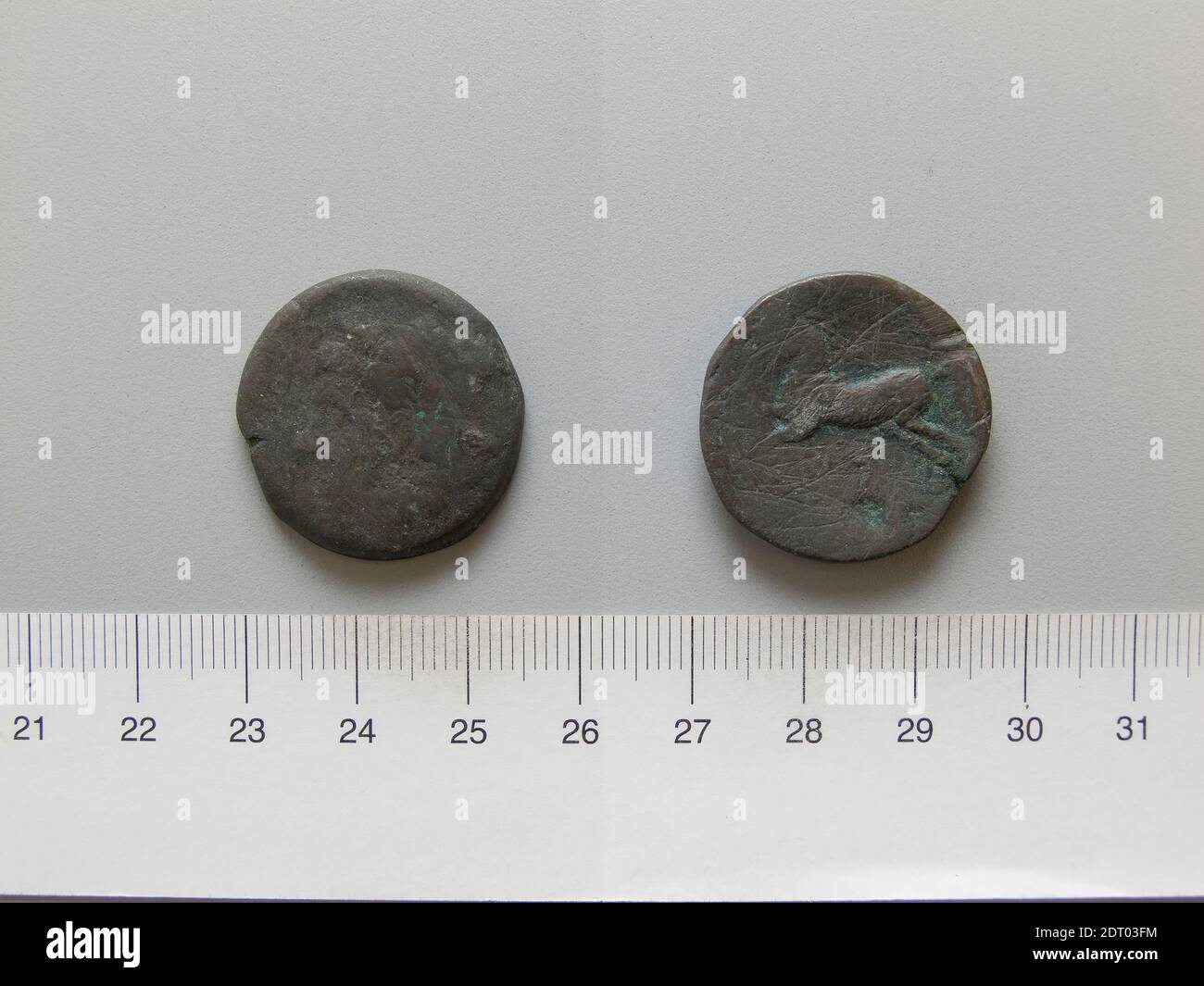 Ruler: Micipsa, King of Numidia, ruled 148–118 B.C.Mint: Numidia, Coin of Micipsa from Numidia, 148–118 B.C., Bronze, 14.08 g, 12:00, 26.2 mm, Made in Numidia, Numidian, 2nd century B.C., Numismatics Stock Photo