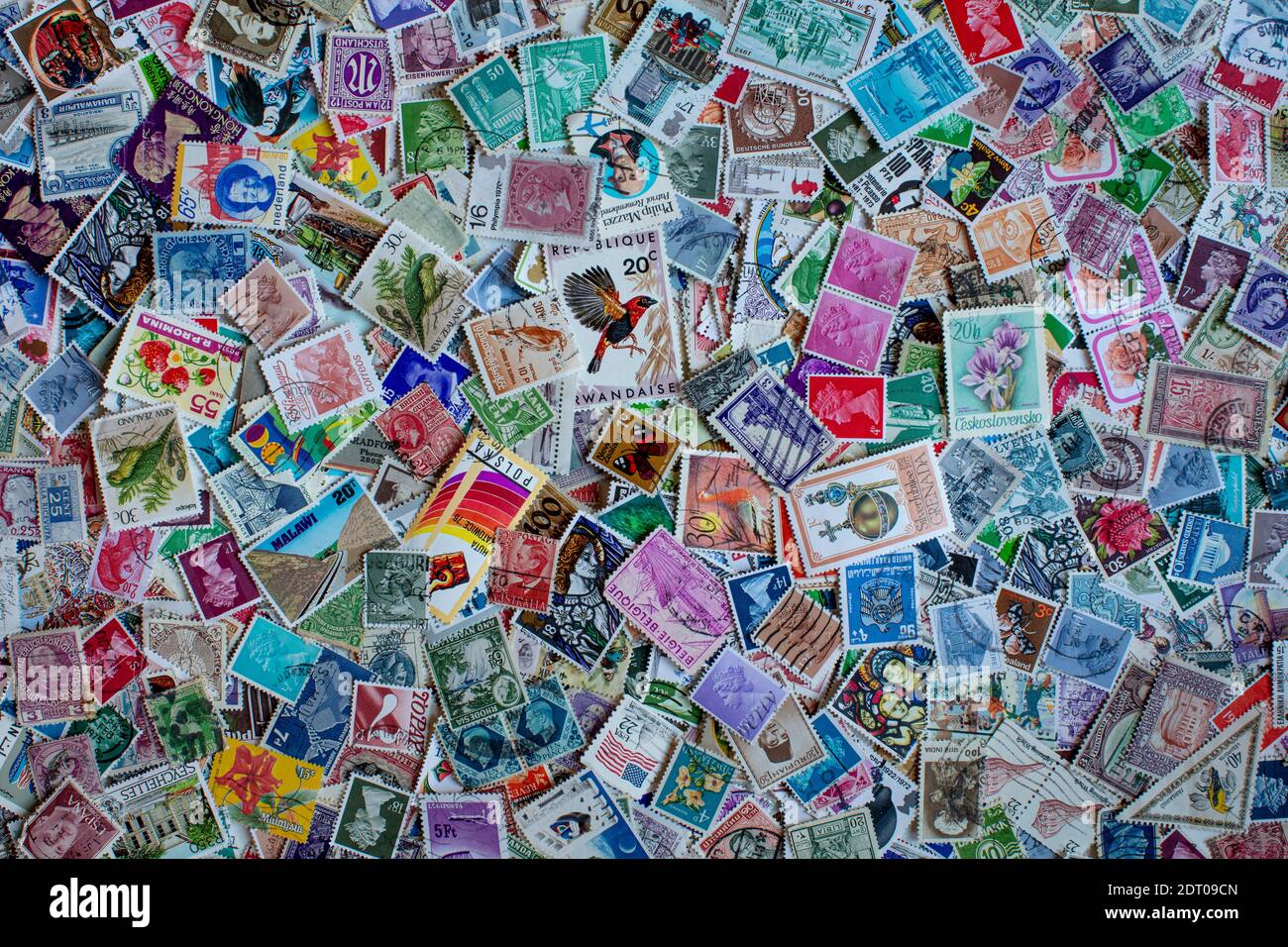 International postage stamps of the world; still-life collection Stock Photo