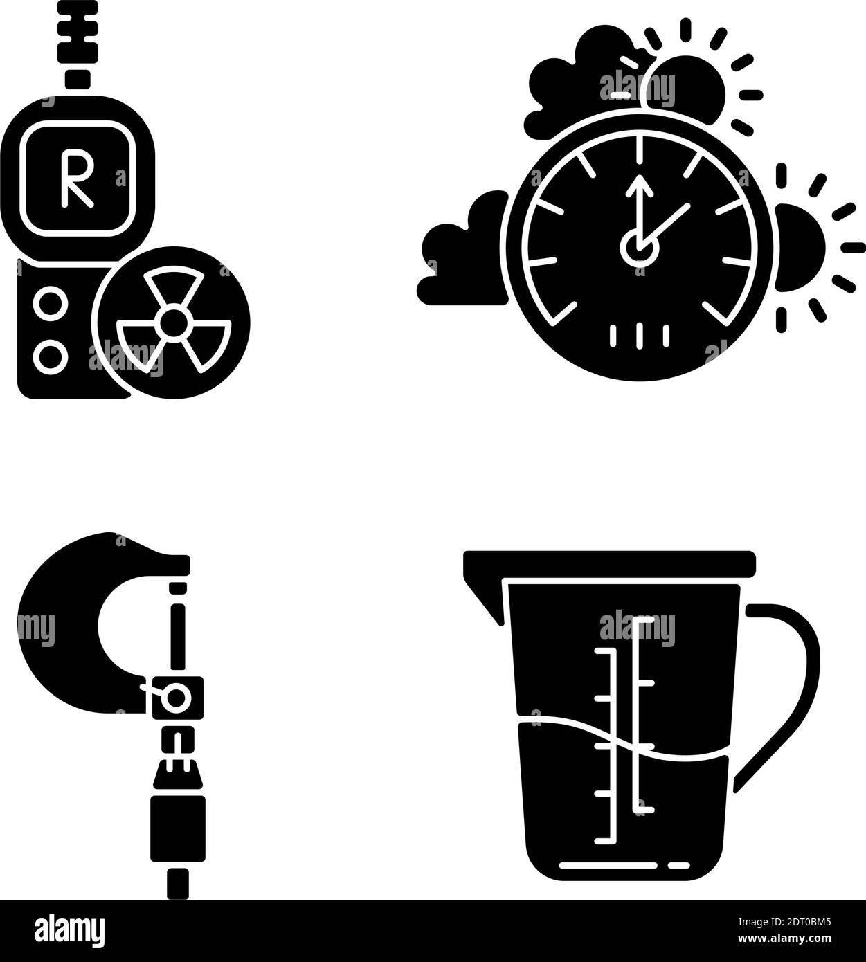 Measurement tools black glyph icons set on white space Stock Vector ...
