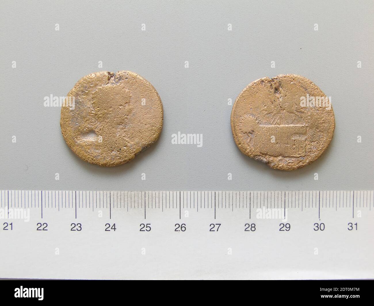 Mint: Amasia, Pontus, Coin from Amasia, 201–99, Copper, 13.17 g, 12:00, 29.9 mm, Excavated in Dura-Europos, Made in Amasia, Pontus, Roman, 3rd century, Numismatics Stock Photo