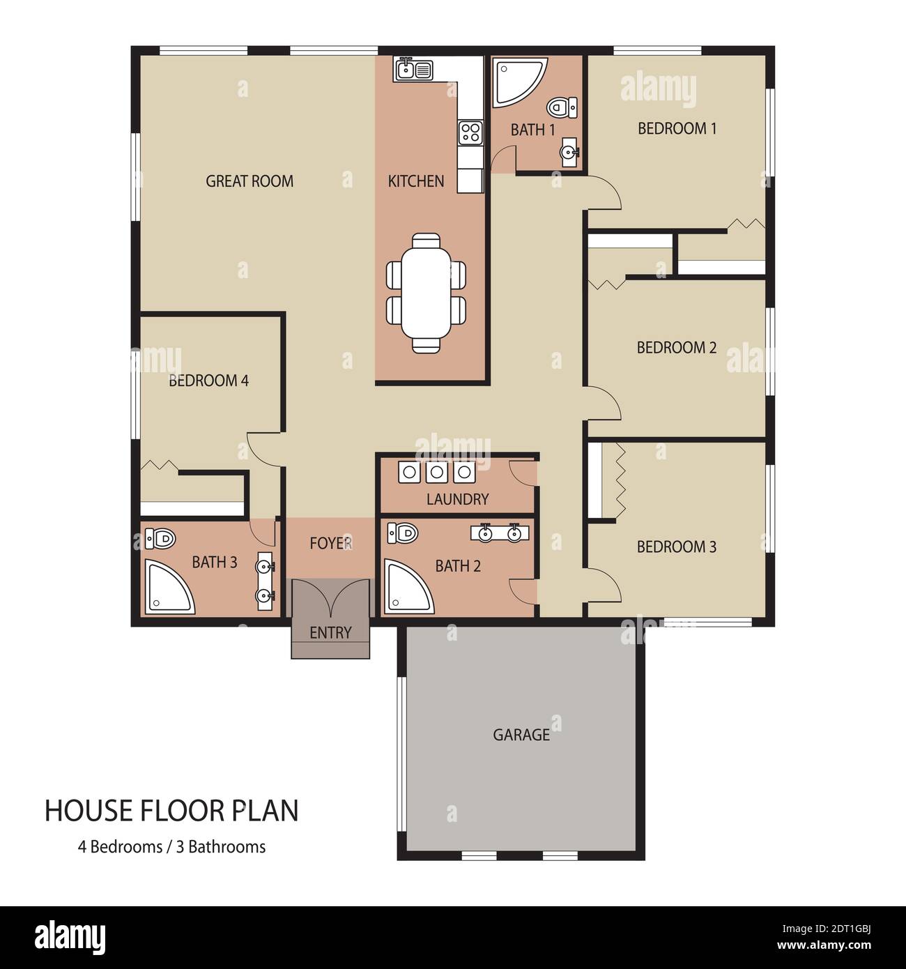 House Floor Plan With Furniture And Garage Architectural Design Of The Apartment Vector Illustration Stock Vector Image Art Alamy