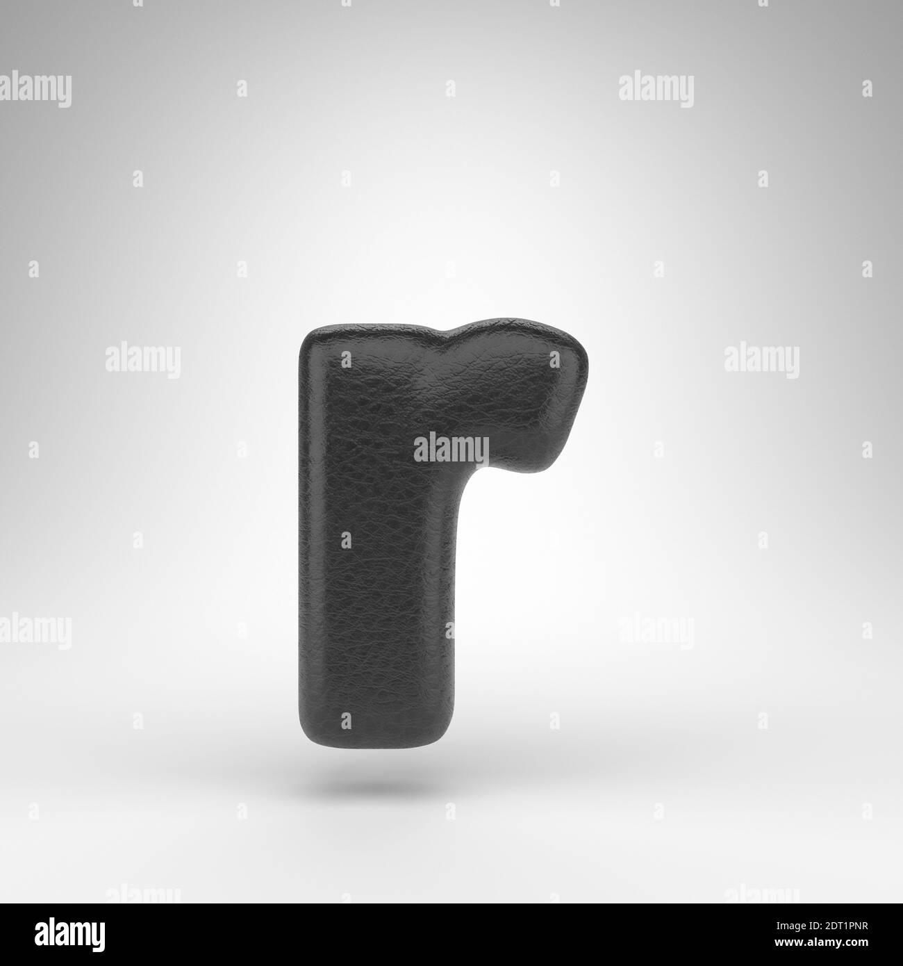 Letter R lowercase on white background. Black leather 3D rendered font ...