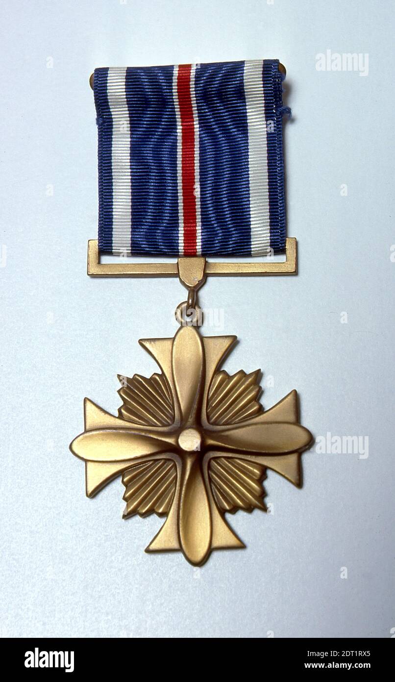 Heroism or extraordinary achievement during aerial flight and combat. Distinguished Flying Cross.  US Military Stock Photo