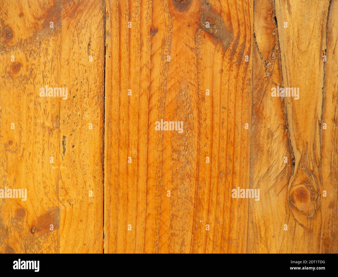 Natural surface of rustic wood flooring with wide vertical planks Stock Photo