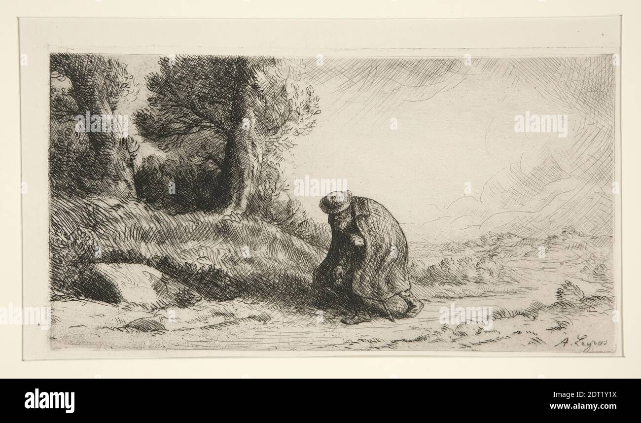 Artist: Alphonse Legros, French, 1837–1911, A Vagabond Advancing along a  Lane, Etching, sheet: 27.9 × 14.1 cm (11 × 5 9/16 in.), Made in France,  French, 19th century, Works on Paper - Prints Stock Photo - Alamy