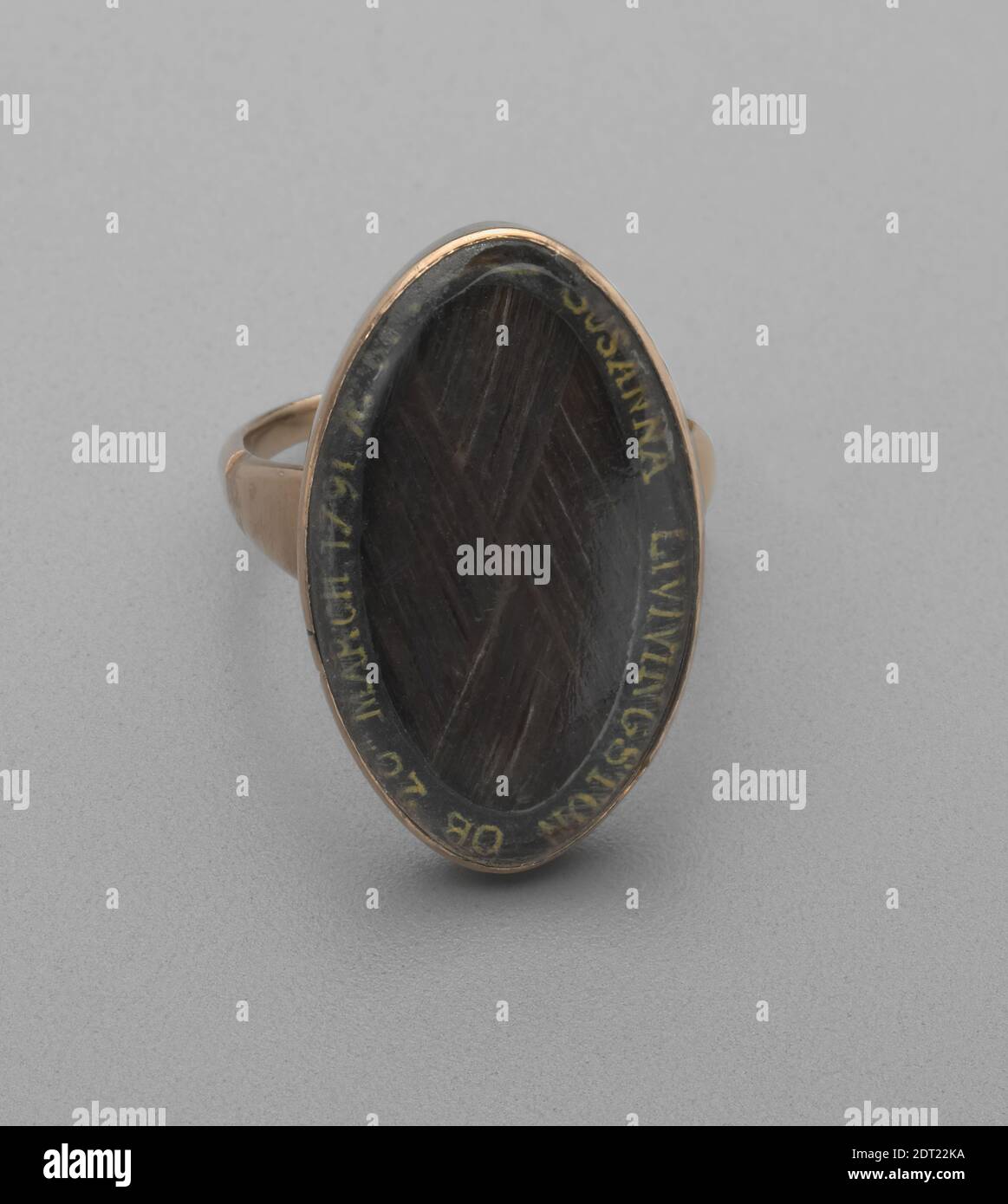 Honorand: Susanna Smith Livingston, American, 1729–1791, Mourning Ring, Gold with glass, and hair, 15/16 × 11/16 in. (2.38 × 1.75 cm), Made in New York, United States, American, 18th century, Jewelry Stock Photo