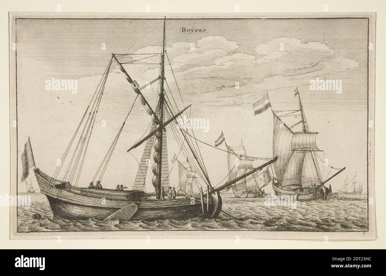 Artist: Wenceslaus Hollar, Bohemian, 1607–1677, Dutch Cargo Ships, from the series Navium Variae Figurae et Formae, Etching, platemark: 14.7 × 24 cm (5 13/16 × 9 7/16 in.), Made in Bohemia, Czech Republic, Bohemian, 17th century, Works on Paper - Prints Stock Photo