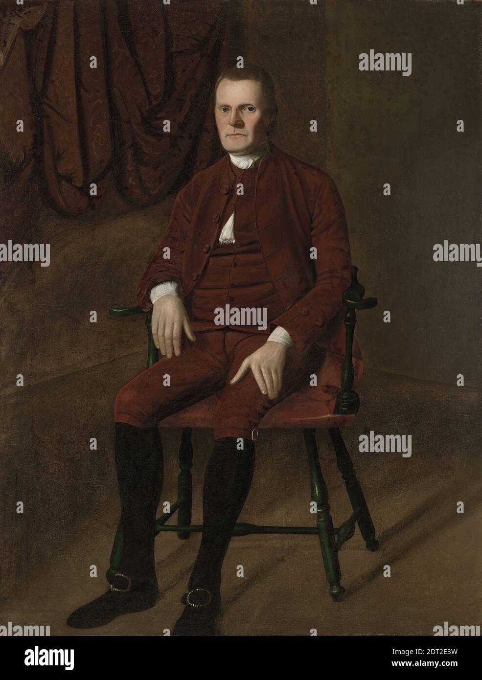 Artist: Ralph Earl, American, 1751–1801, Subject: Roger Sherman, American, 1721–1793, M.A., 1768, Roger Sherman (1721–1793, M.A. [Hon.] 1768), ca. 1775, Oil on canvas, 64 5/8 × 49 5/8 in. (164.1 × 126 cm), Connecticut statesman Roger Sherman here faces down the curious gaze of posterity with an uncompromising stare. Founding Father John Adams called him one of the soundest and strongest pillars of the Revolution even if his air is the reverse of grace. A passionate patriot, Sherman was the only man to sign all four of the early nation’s key governmental documents Stock Photo