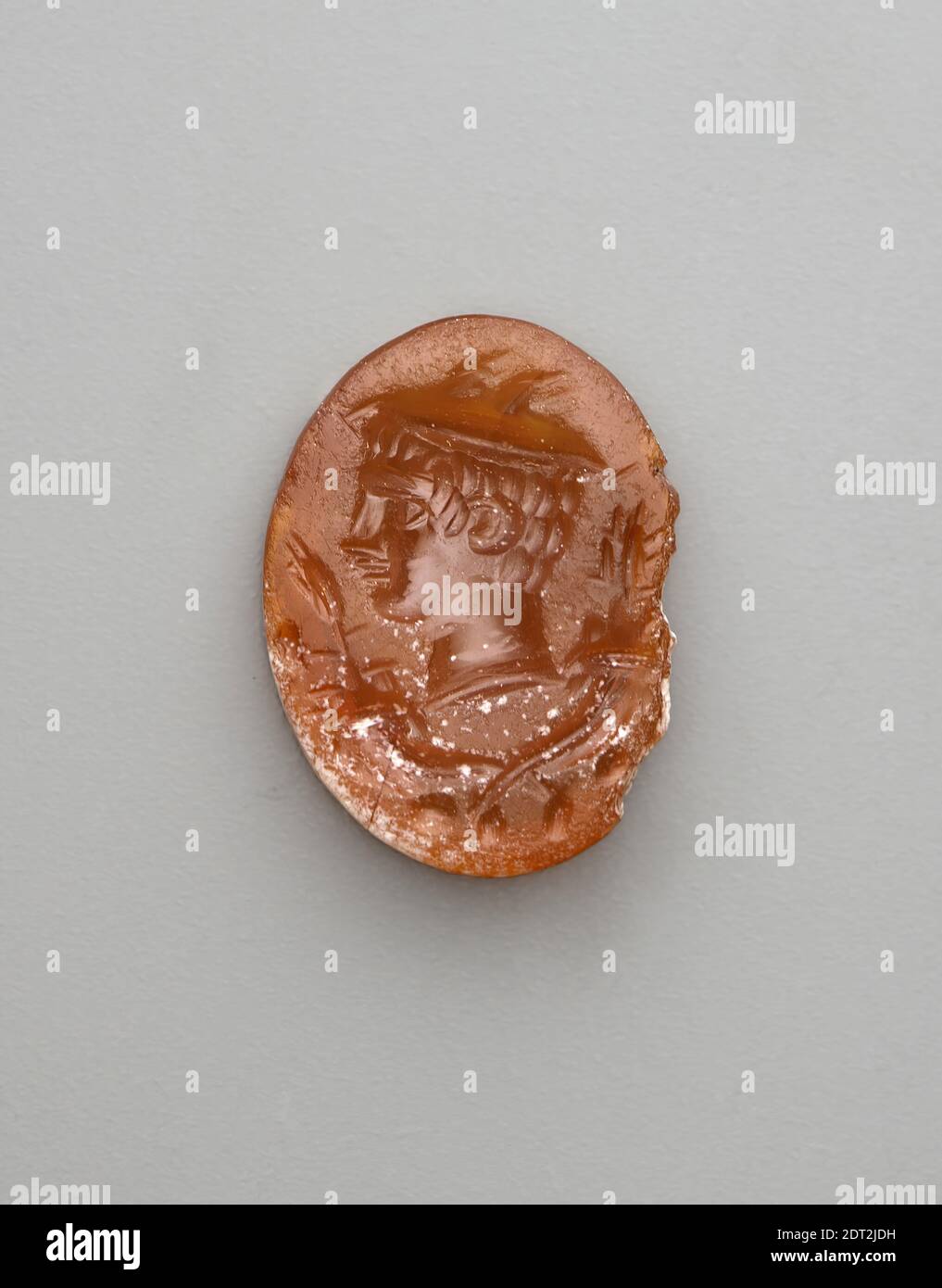 Gemstone, 1st century B.C.–2nd century A.D., Carnelian, 1 × 0.9 × 0.2 cm (3/8 × 3/8 × 1/16 in.), Roman, Tunisian, Roman, Jewelry Stock Photo