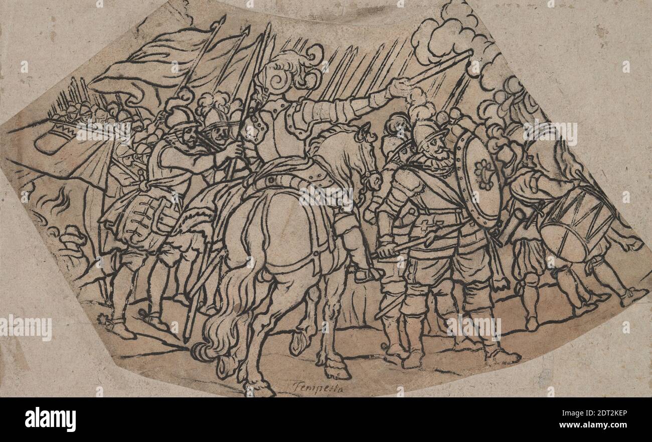 Warriors on Horseback, Pen and black ink (counterproof), Sheet: 14.6 × 23.8 cm (5 3/4 × 9 3/8 in.), Made in Germany, German, 16th century, Works on Paper - Drawings and Watercolors Stock Photo