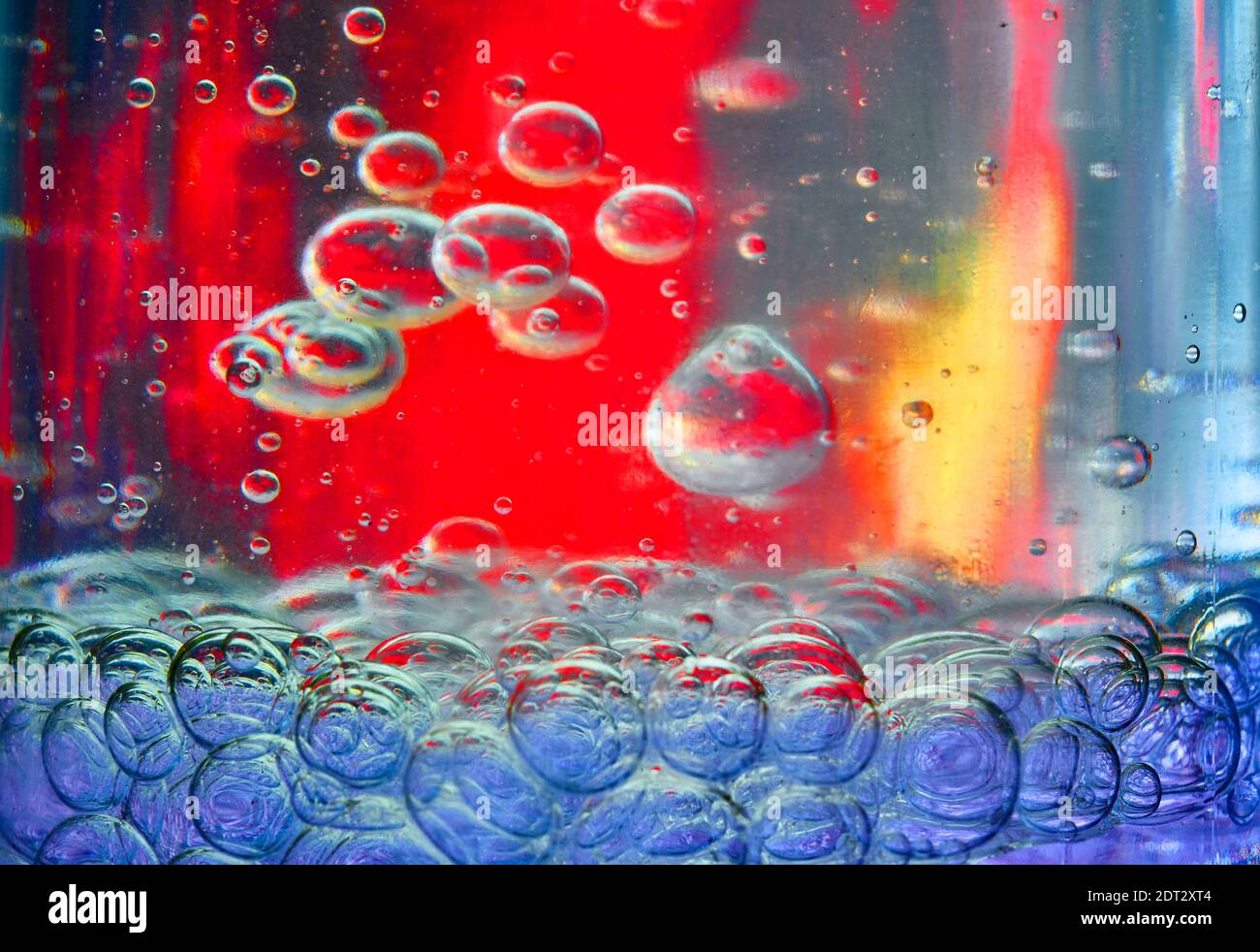 Brightly coloured abstract with bubbles caused by a chemical reaction Stock Photo Alamy