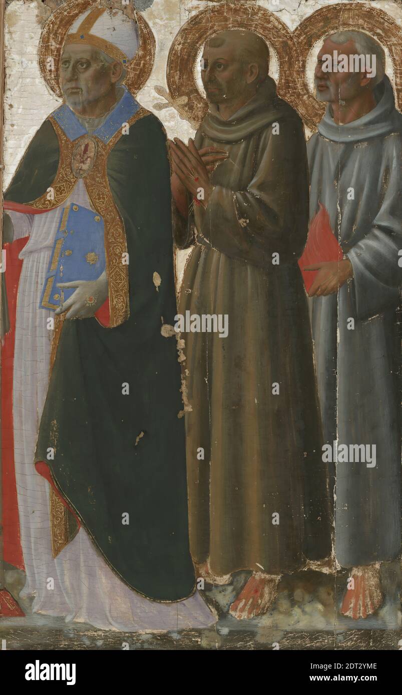 Artist: Zanobi di Benedetto Strozzi, Italian, 1412–1468, Saints Zenobius, Francis and Anthony of Padua, Tempera on panel, 76.5 × 47 cm (30 1/8 × 18 1/2 in.), Made in Florence, Italy, Italian, Florence, 15th century, Paintings Stock Photo