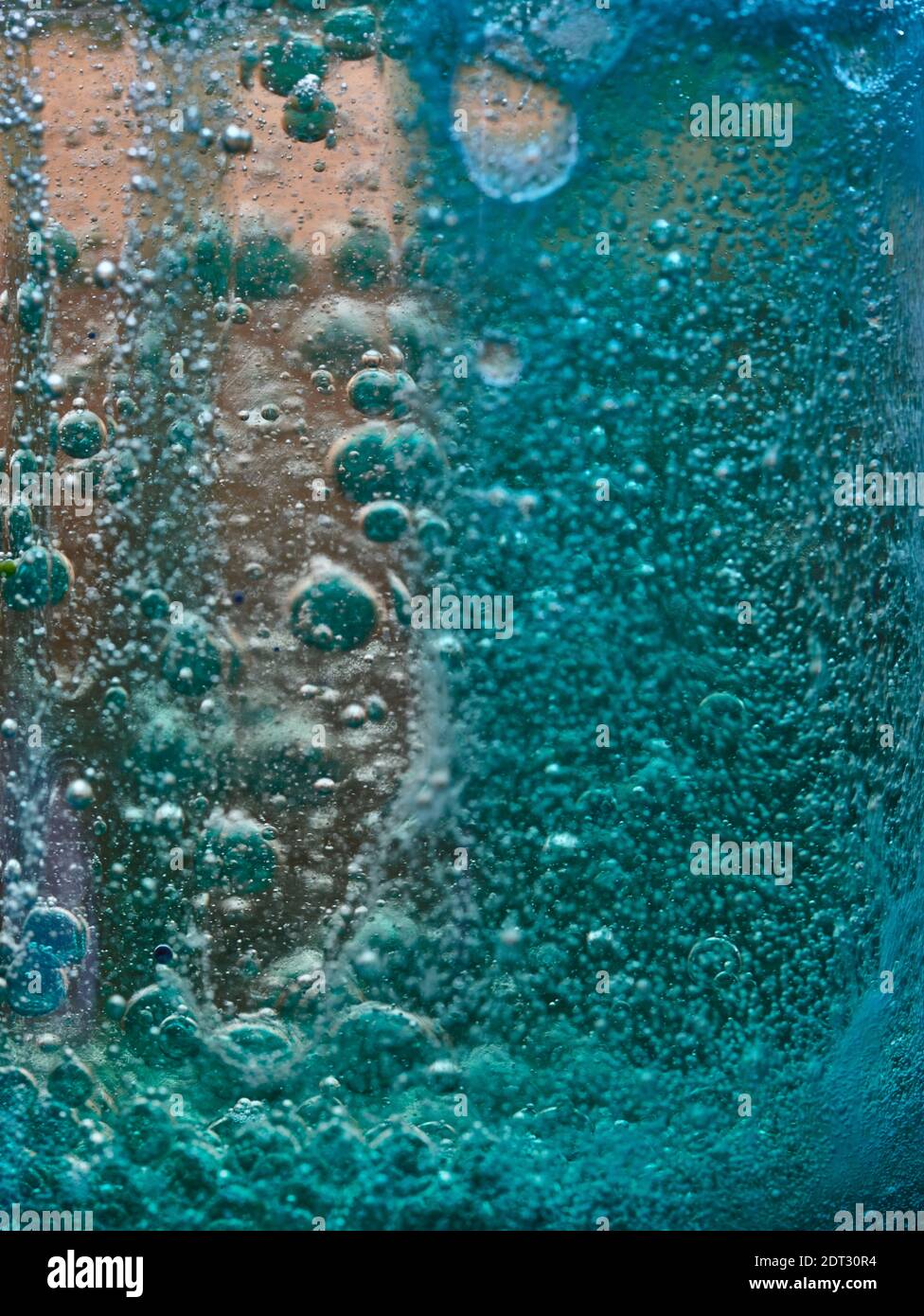 Brightly coloured abstract with bubbles caused by a chemical reaction Stock Photo Alamy