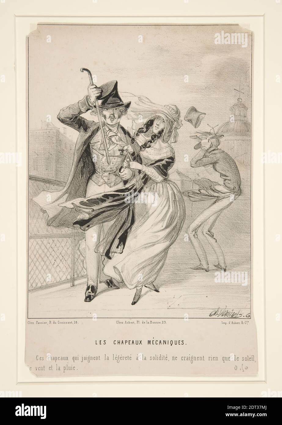 Artist: Charles Vernier, French, 1831–1887, Les Chapeaux Mecaniques, Lithograph, , image: 21.9 × 16.7 cm (8 5/8 × 6 9/16 in.), French, 19th century, Works on Paper - Prints Stock Photo