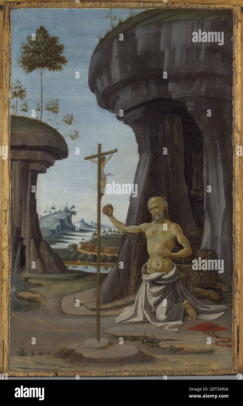 Artist: Fiorenzo di Lorenzo, Italian, Perugia, 1445–1522, Penitent Saint Jerome, ca. 1485, Tempera on panel, 48.6 × 30.5 cm (19 1/8 × 12 in.), Not on view, Italian, Perugia, 15th century, Paintings Stock Photo