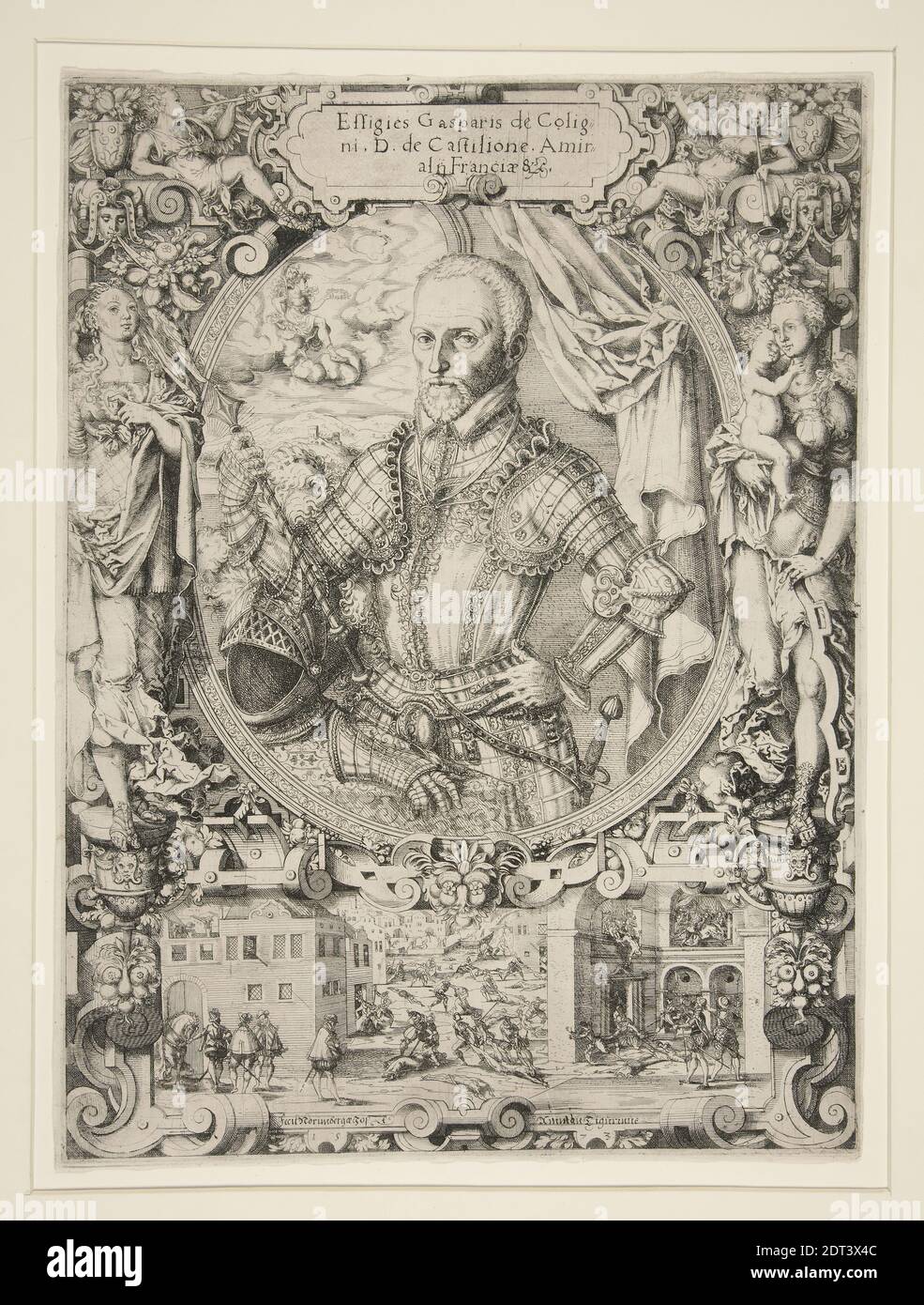 Artist: Jost Amman, Swiss, 1539–1591, active Germany, Gaspard de Coligny, Admiral of France, Etching, Made in Germany, German, 16th century, Works on Paper - Prints Stock Photo