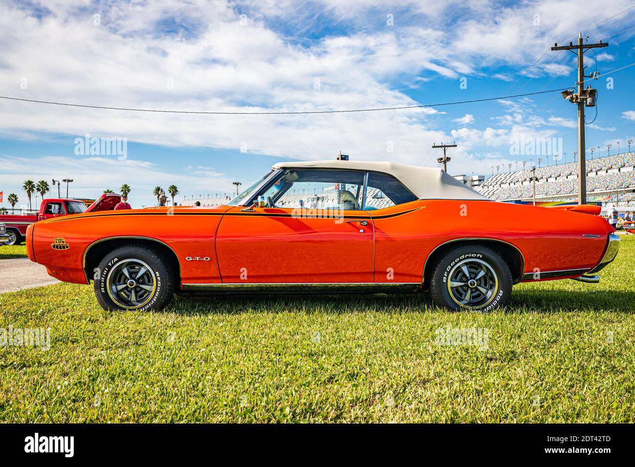 Daytona Beach, FL - November 27, 2020: 1969 Pontiac GTO 'The Judge' convertible at a local car show. Stock Photo