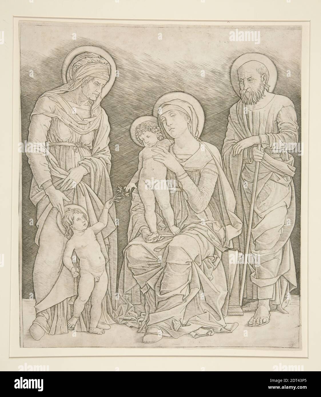 Engraver: Giovanni Antonio da Brescia, Italian, 1470–1520, After: Andrea Mantegna, Italian, ca. 1431–1506, The Holy Family with St. Elizabeth and the Young John the Baptist, ca. 1495–1500, Engraving, Made in Italy, Italian, 15th–16th century, Works on Paper - Prints Stock Photo