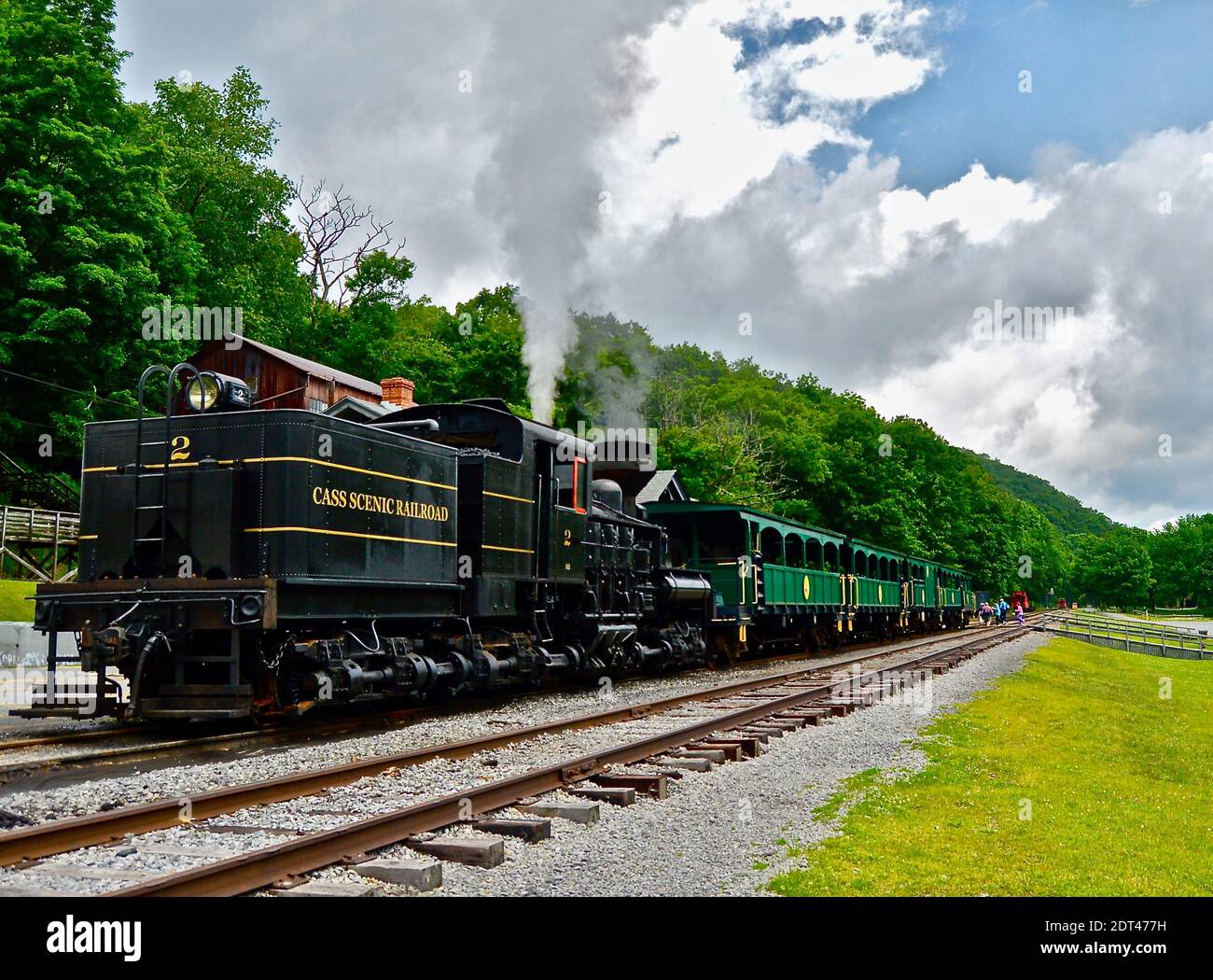 Steam-powered passenger train on the Cass Scenic Railroad Stock Photo